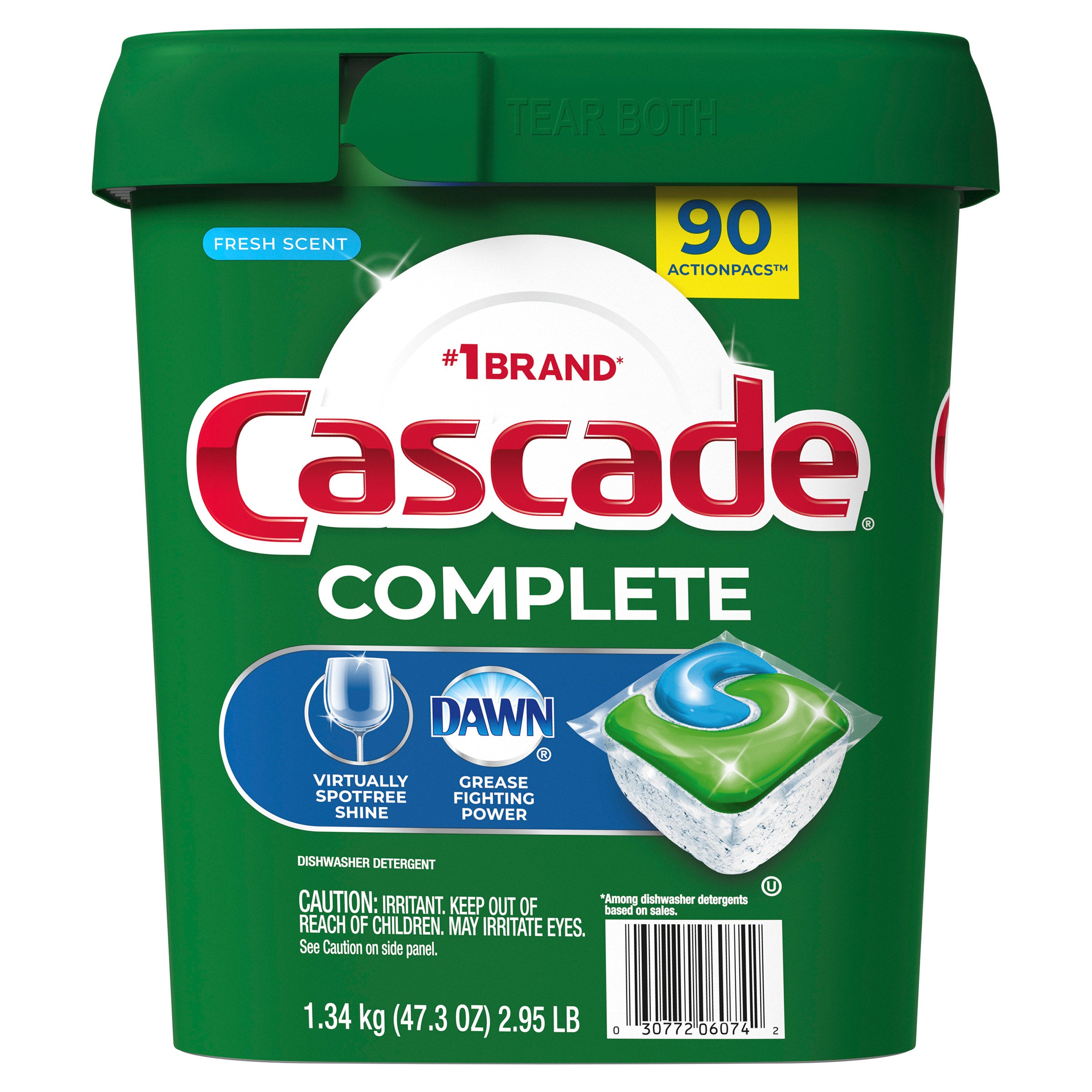 Cascade Complete Dishwasher Detergent Actionpacs, 90-count
