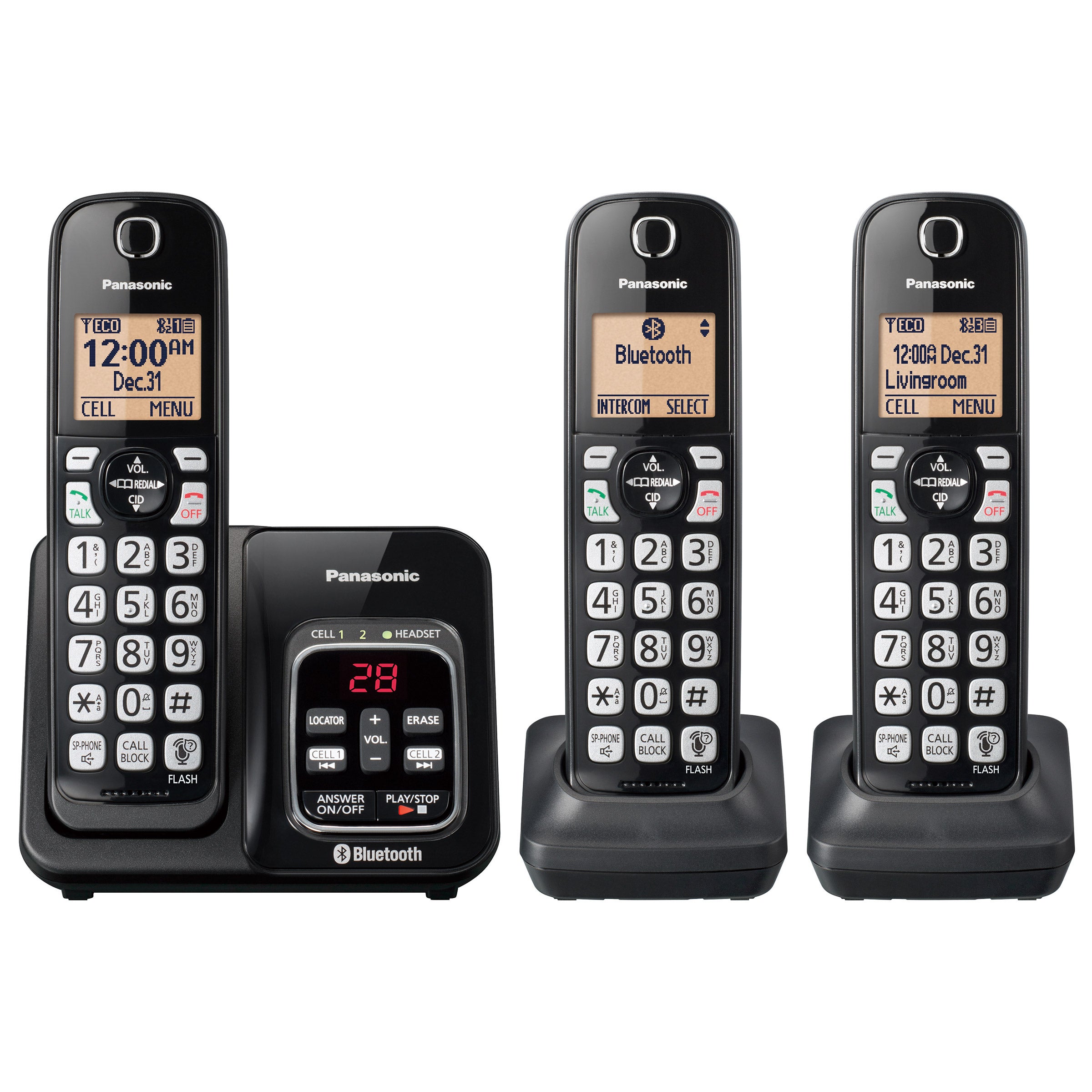 Panasonic KX-TG833 DECT 6.0 Bluetooth 3-Handset Phone Bundle