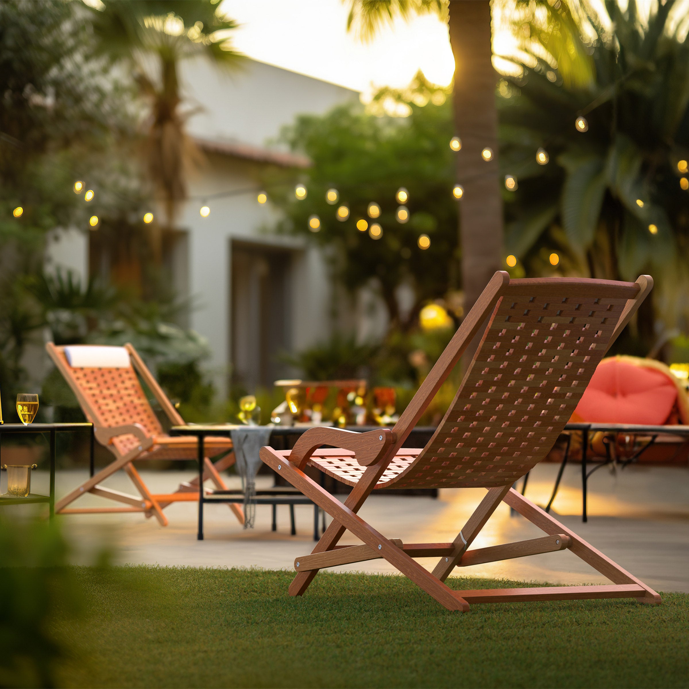 Eucalyptus Swing Lounger 2-pack with Side Table