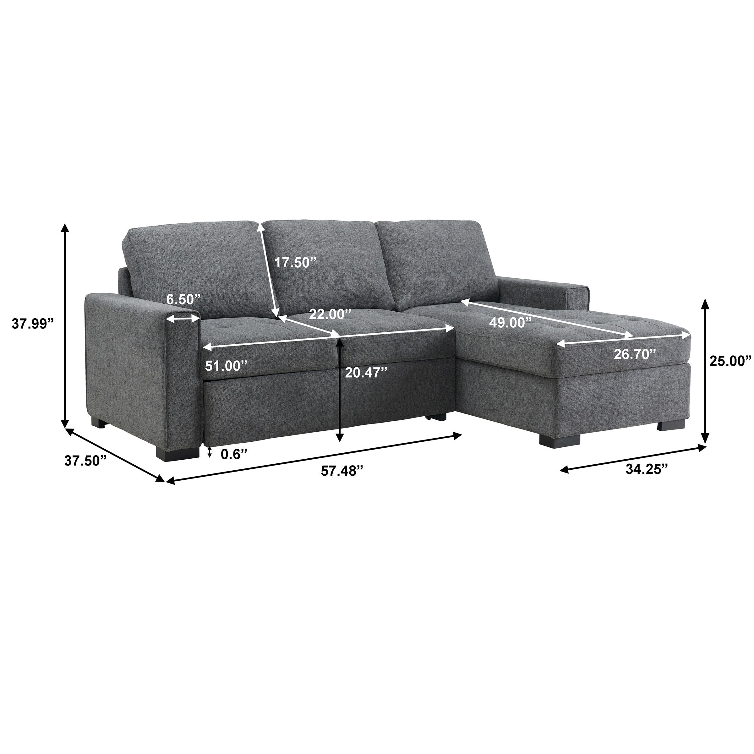Kendale Sleeper Sofa with Storage Chaise