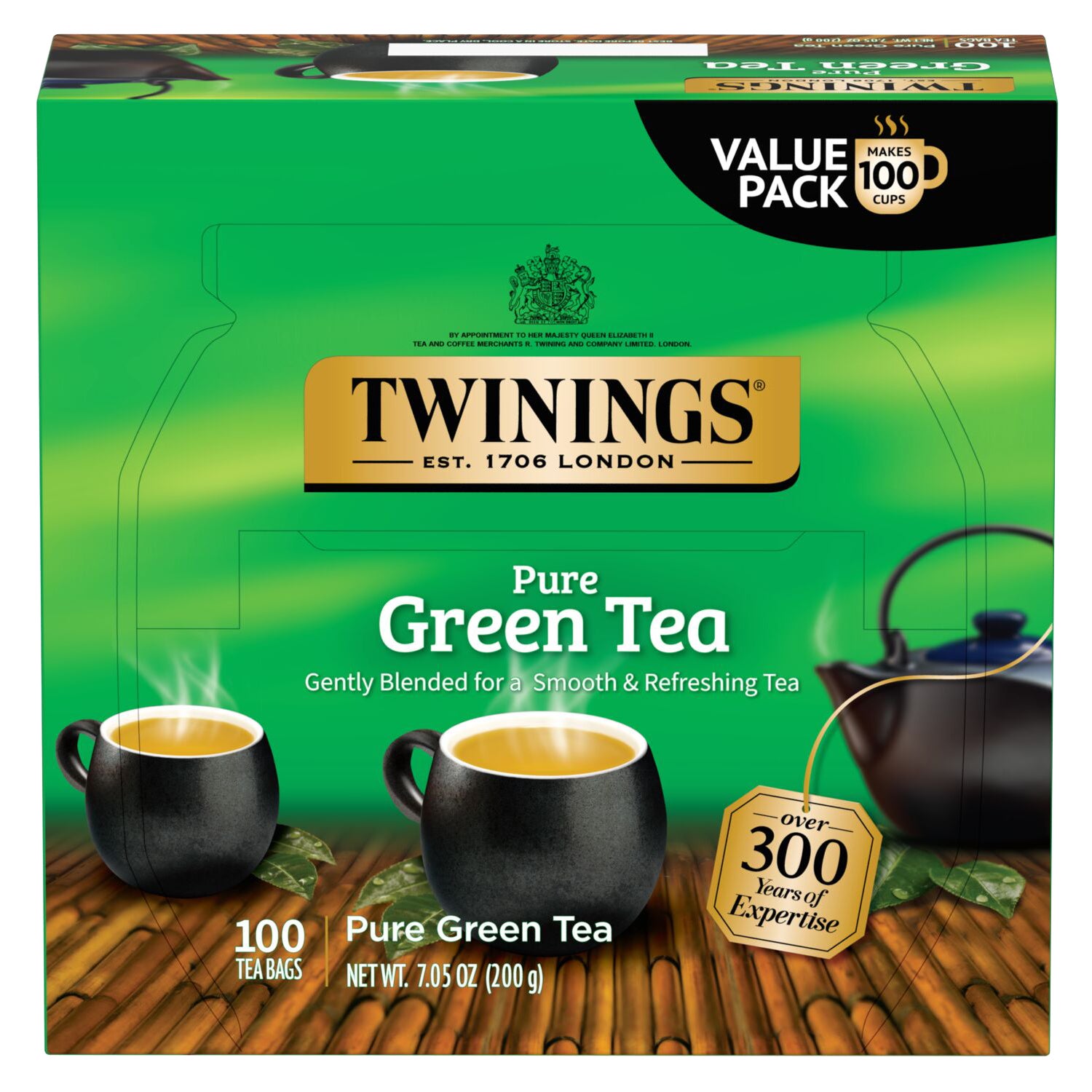 Twinings Pure Green Tea, 2 g, 100-count