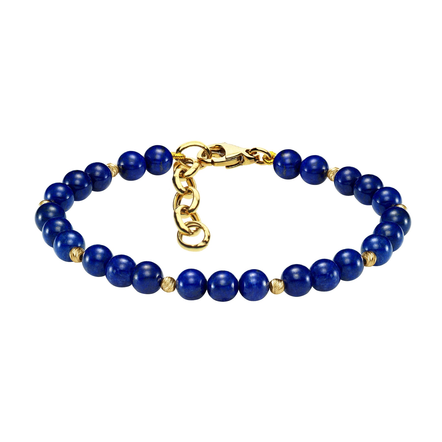 Lapis Bead 14kt Yellow Gold Multi Cut Bracelet
