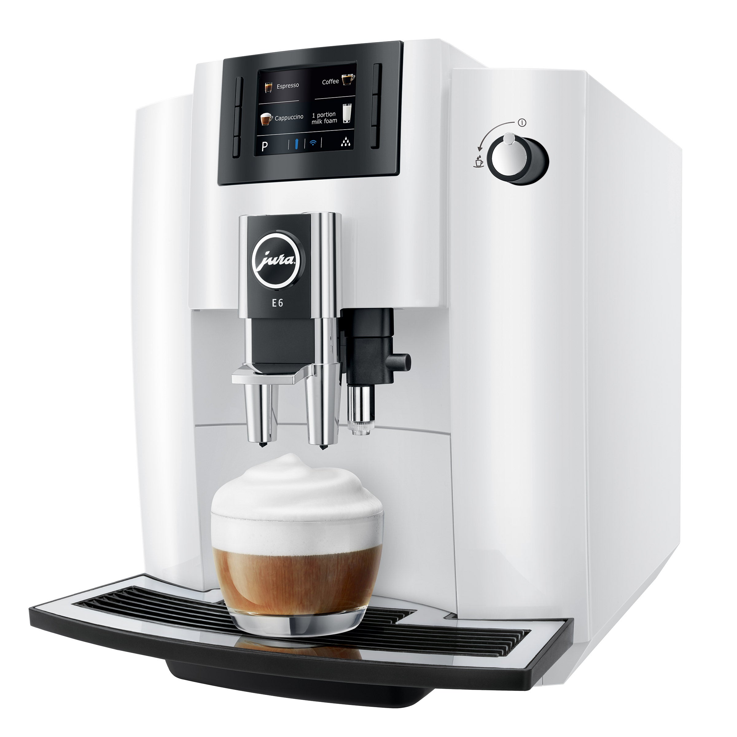 JURA E6 Automatic Coffee Machine, Piano White
