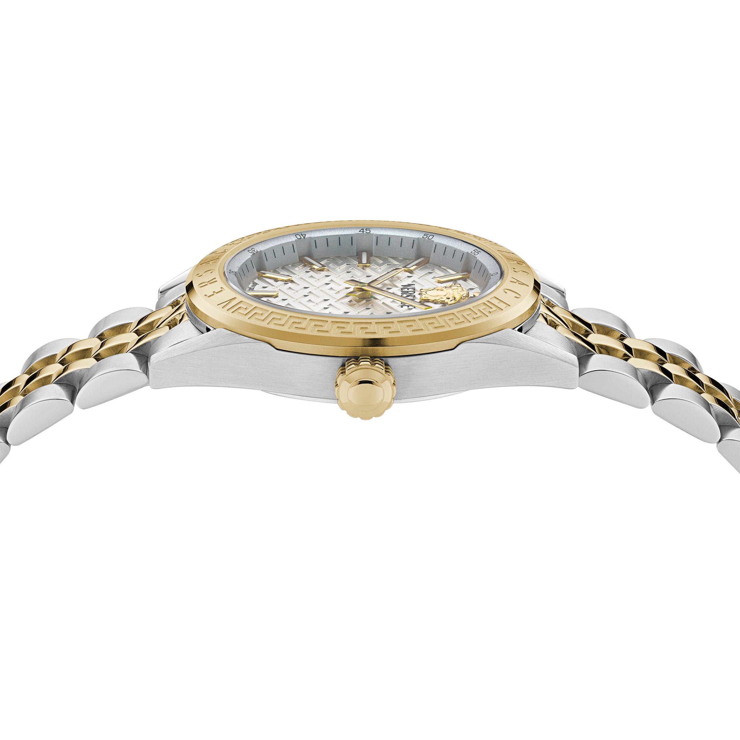 Versace V-Code Stainless Two Tone Silver Dial Quartz Women's Watch, 36mm
