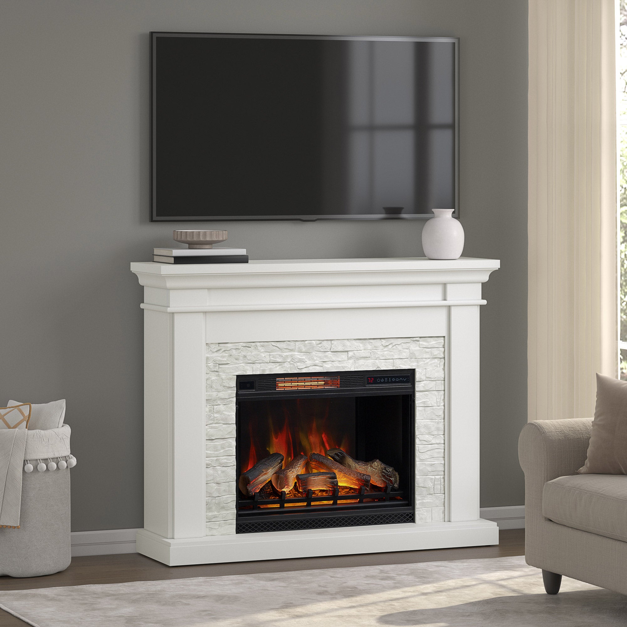 Tresanti Emilia 53” Wall Mantel with ClassicFlame Electric Fireplace