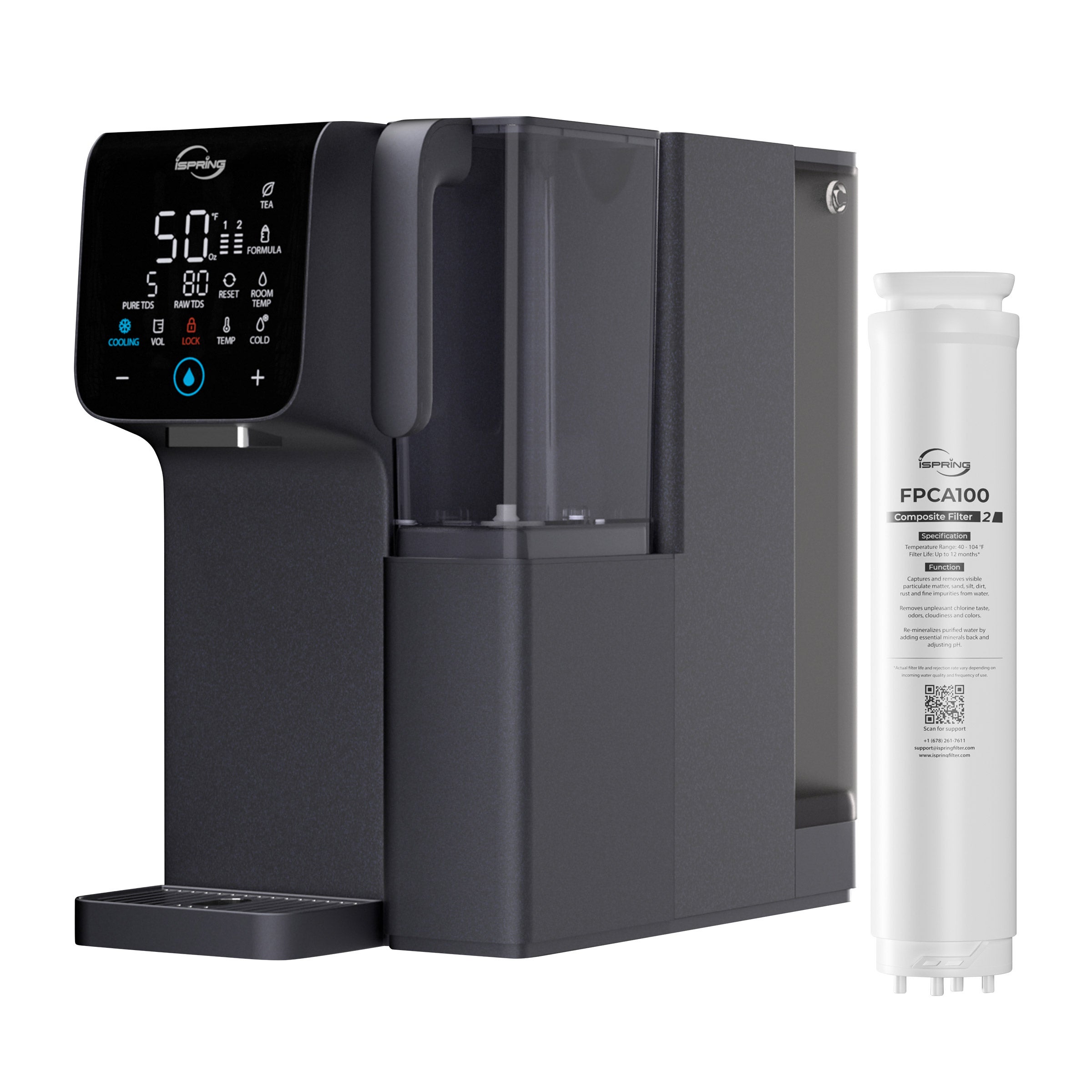 iSpring Hot and Cold Countertop Reverse Osmosis System with 1 Extra Filter