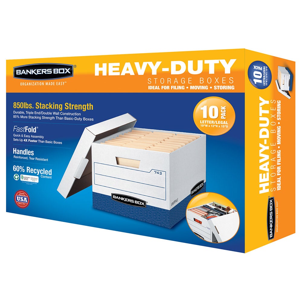 Bankers Box Heavy Duty File Boxes Letter/Legal, 10-pack
