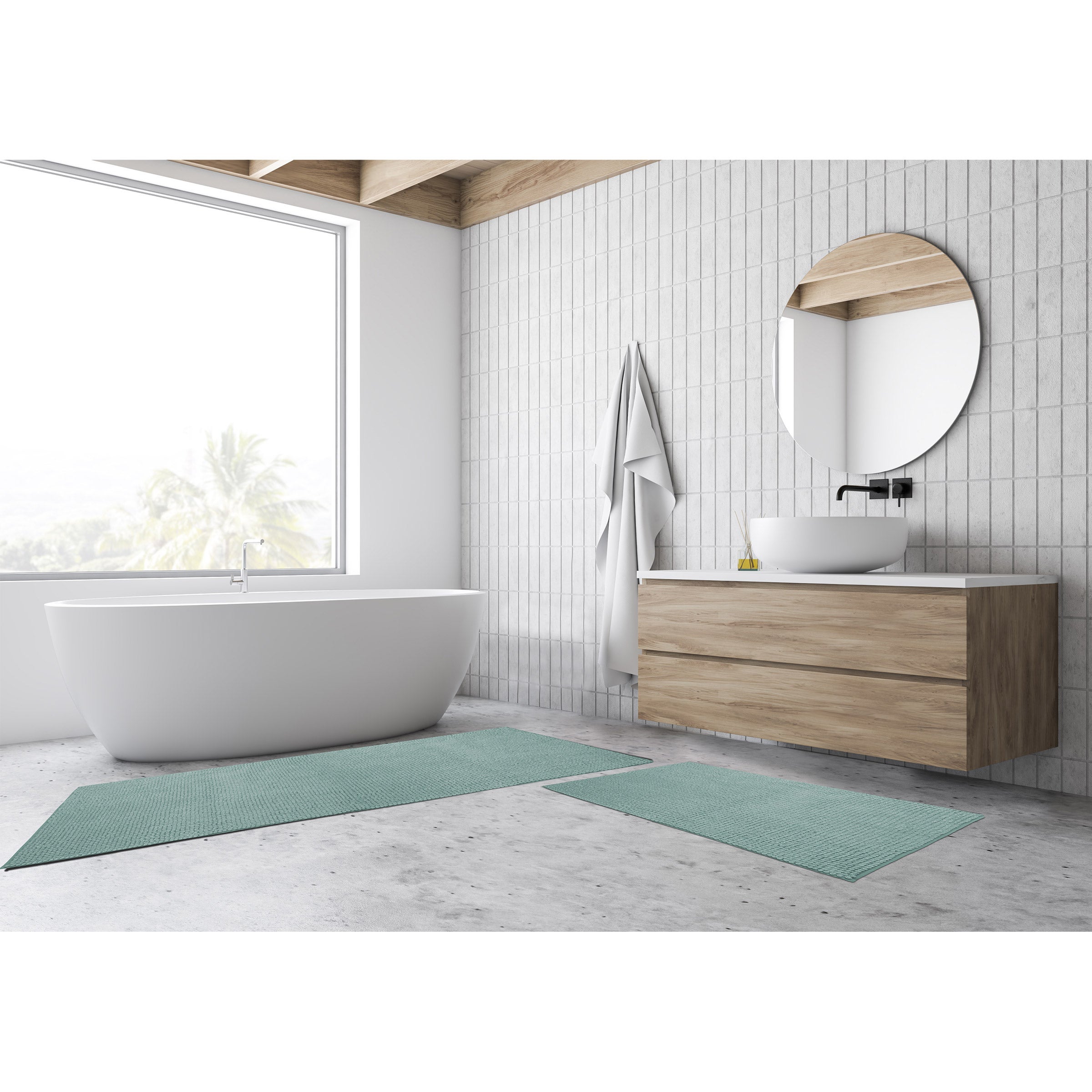 Whitley Willows Reversible Cotton Bath Mat and Runner Set