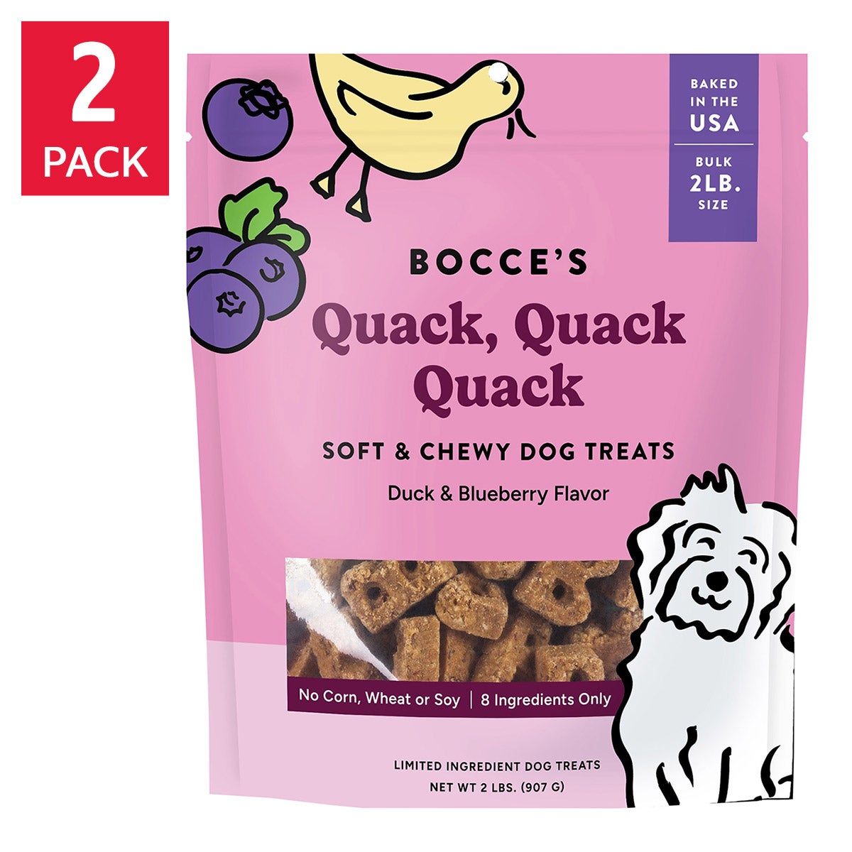 Bocce's Quack, Quack, Quack Dog Treats 2 lbs, 2-pack