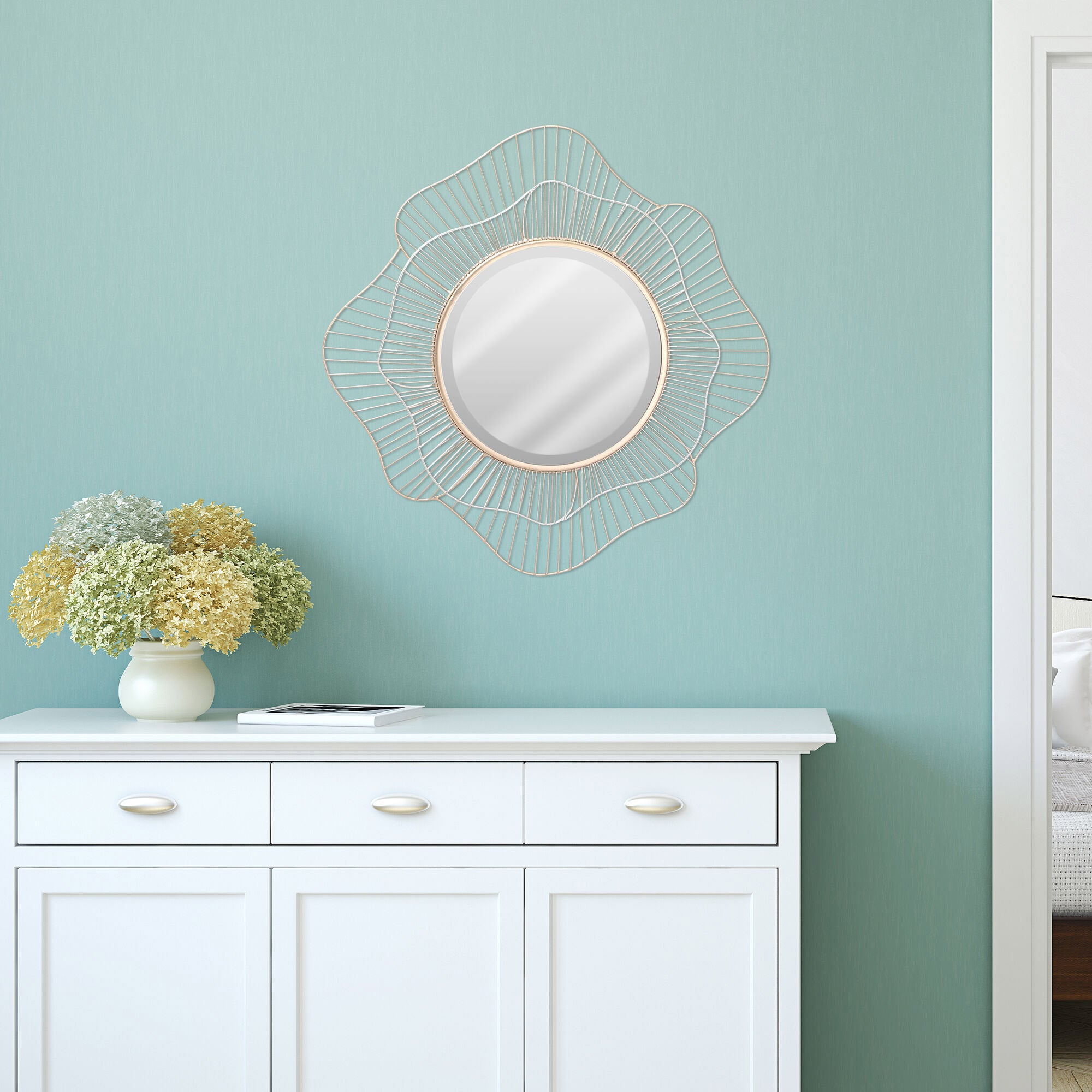 Mikasa Newbury 30" Floral Metal Mirror