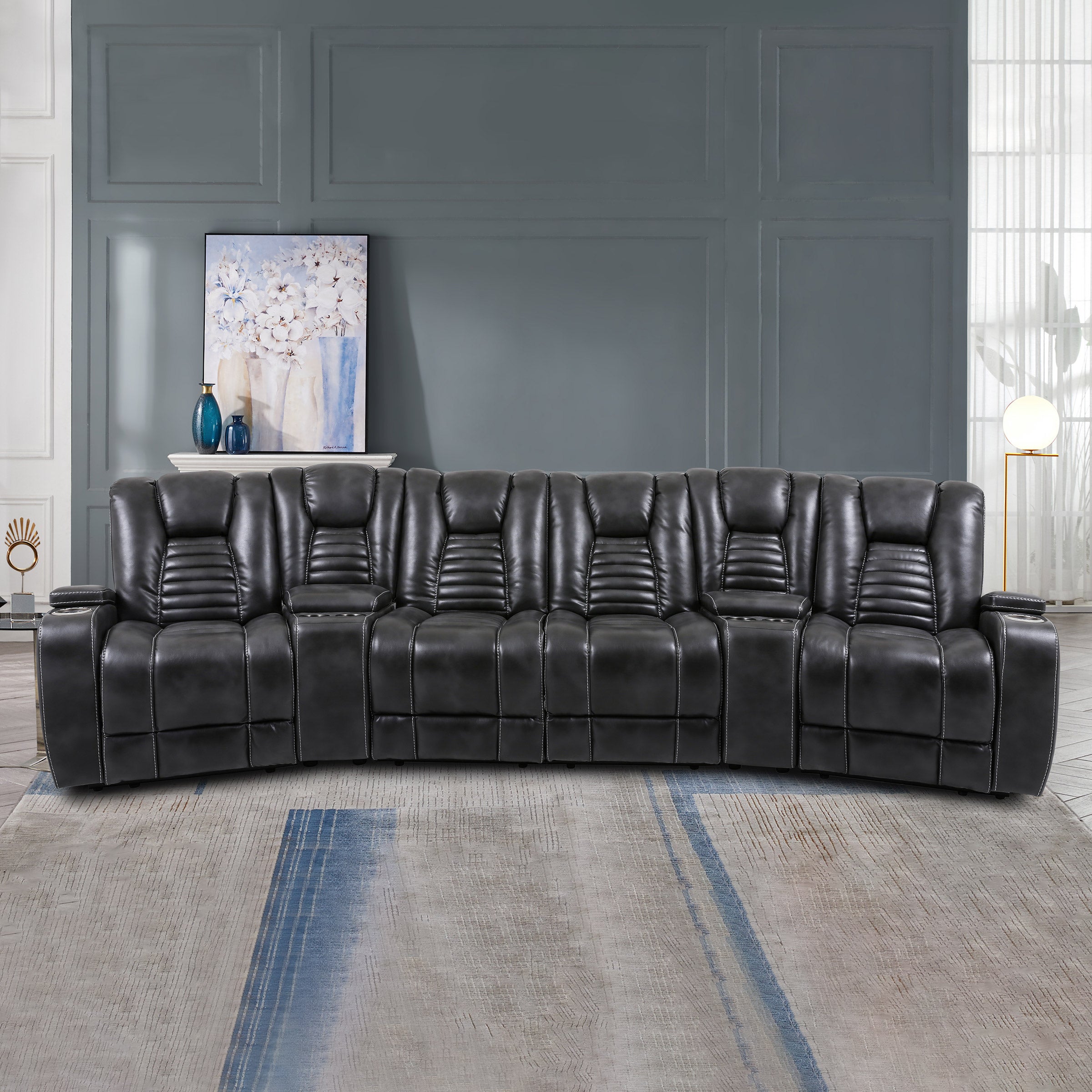Alameda Fabric Power Reclining Home Theater Sectional