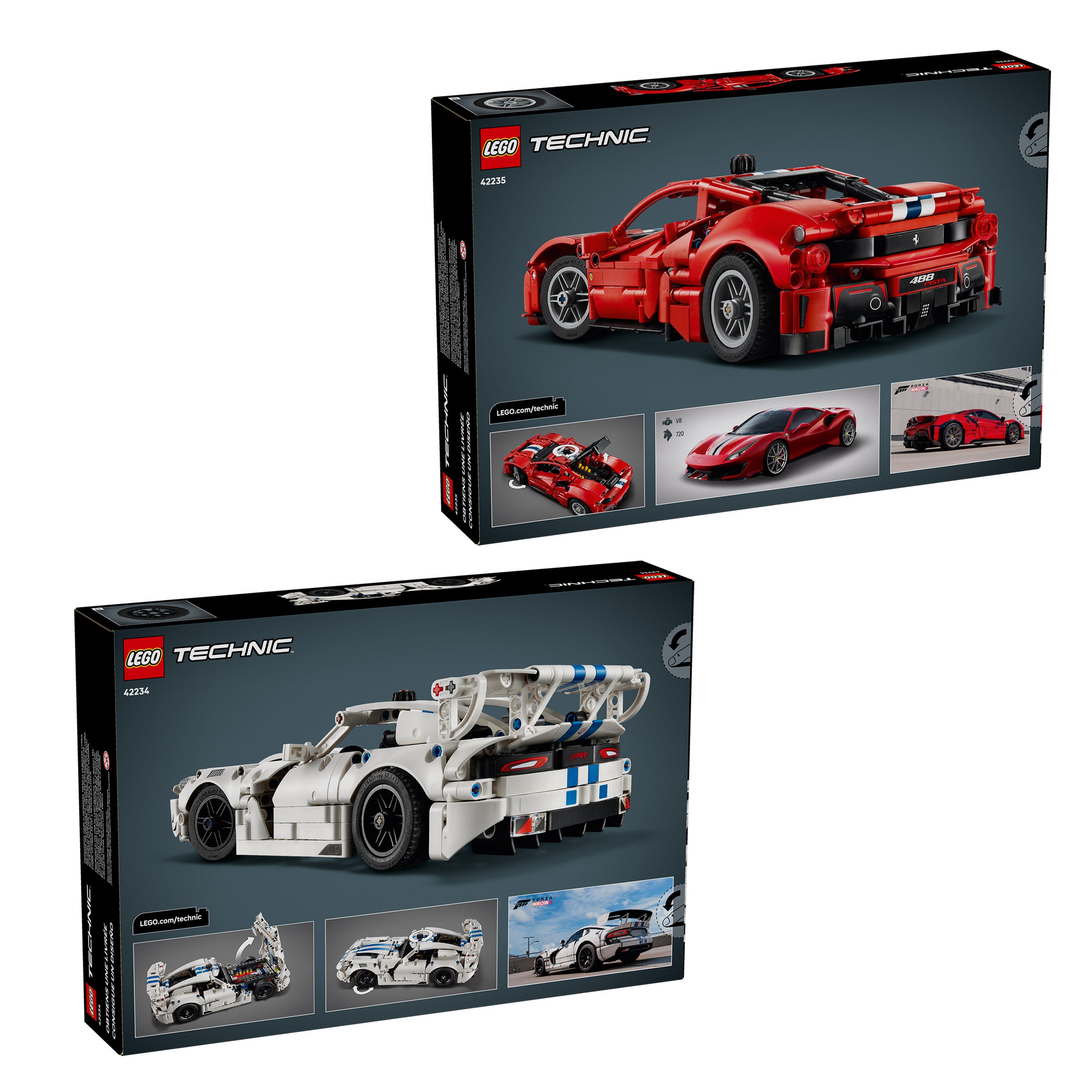 LEGO Dodge Viper GTS-R Sports Car and Ferrari 488 Pista Car Bundle