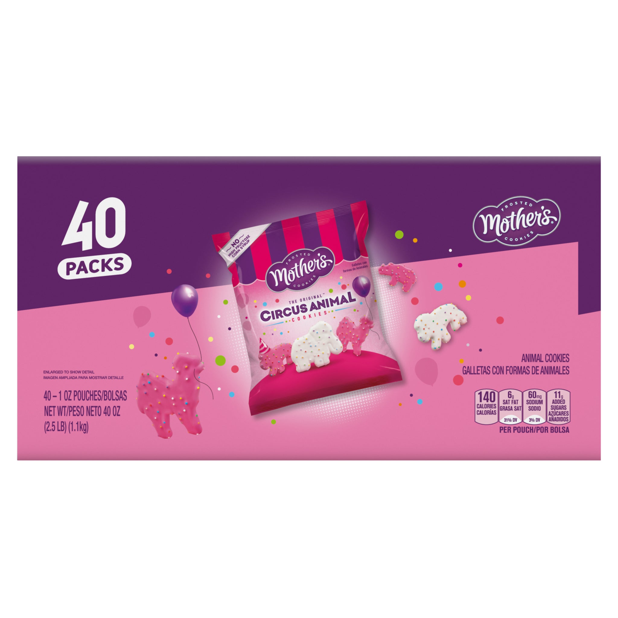 Mother's Original Frosted Circus Animal Cookies, 1 oz, 40 Count