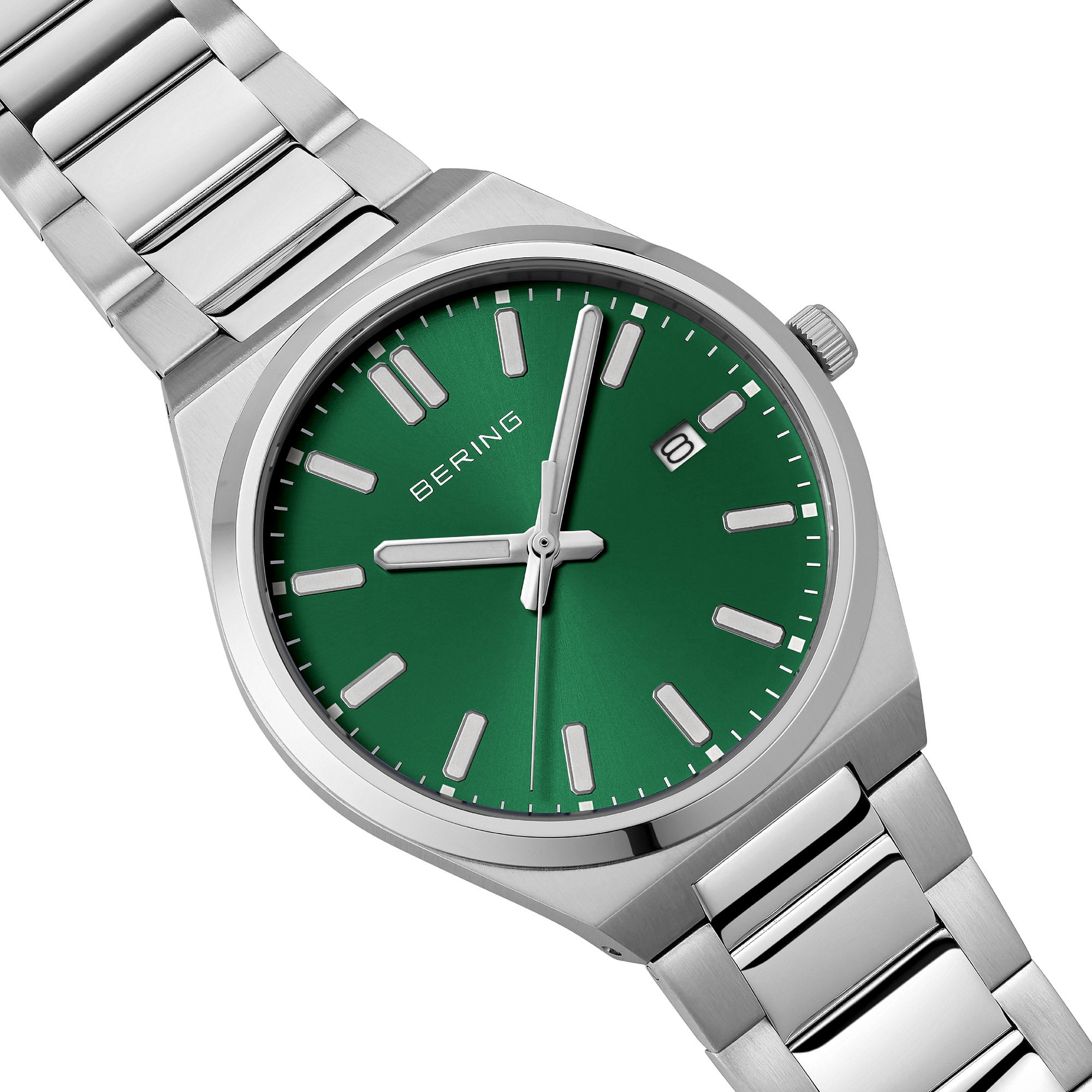 Bering Classic Green Sunray Dial Quartz Men's Watch, 39mm