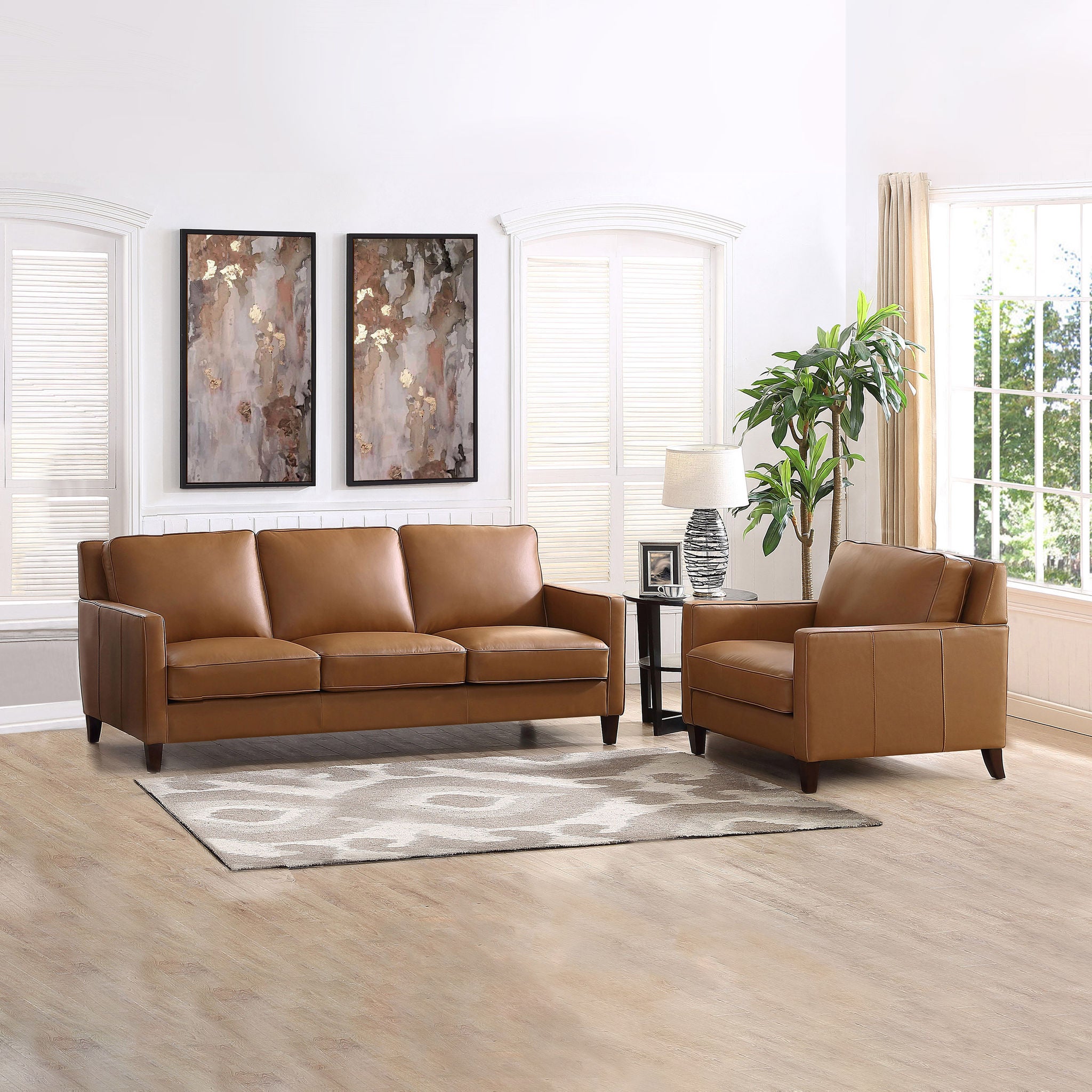 West Park 2-piece Leather Set - Sofa, Chair