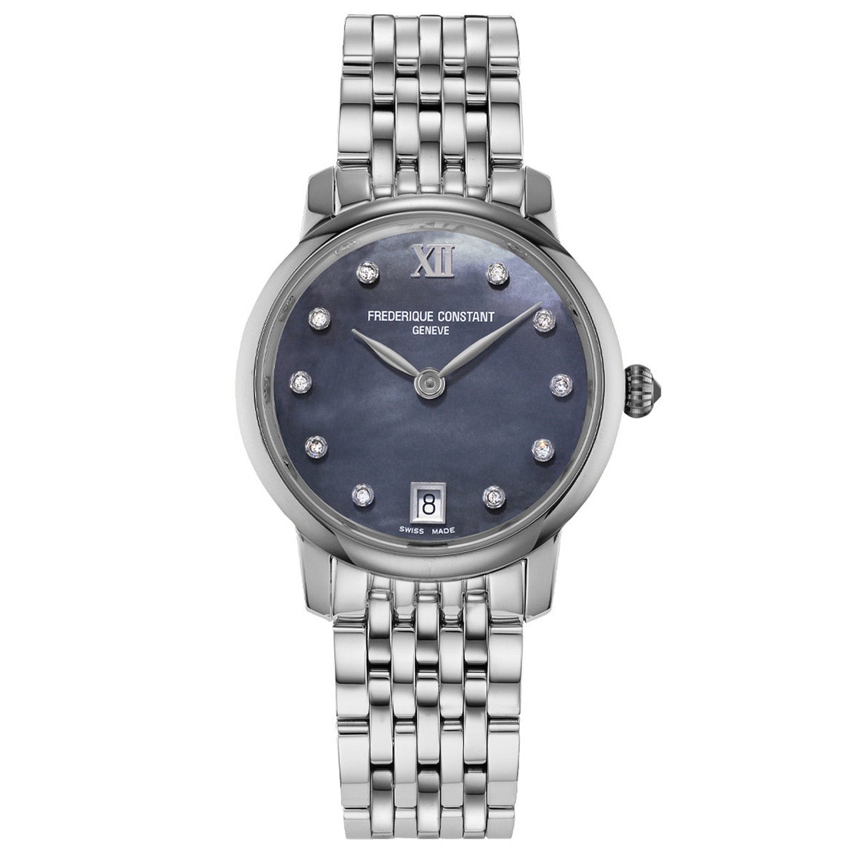 Frederique Constant Classics Slimline Diamond Stainless Steel Women's Quartz Watch, 30mm