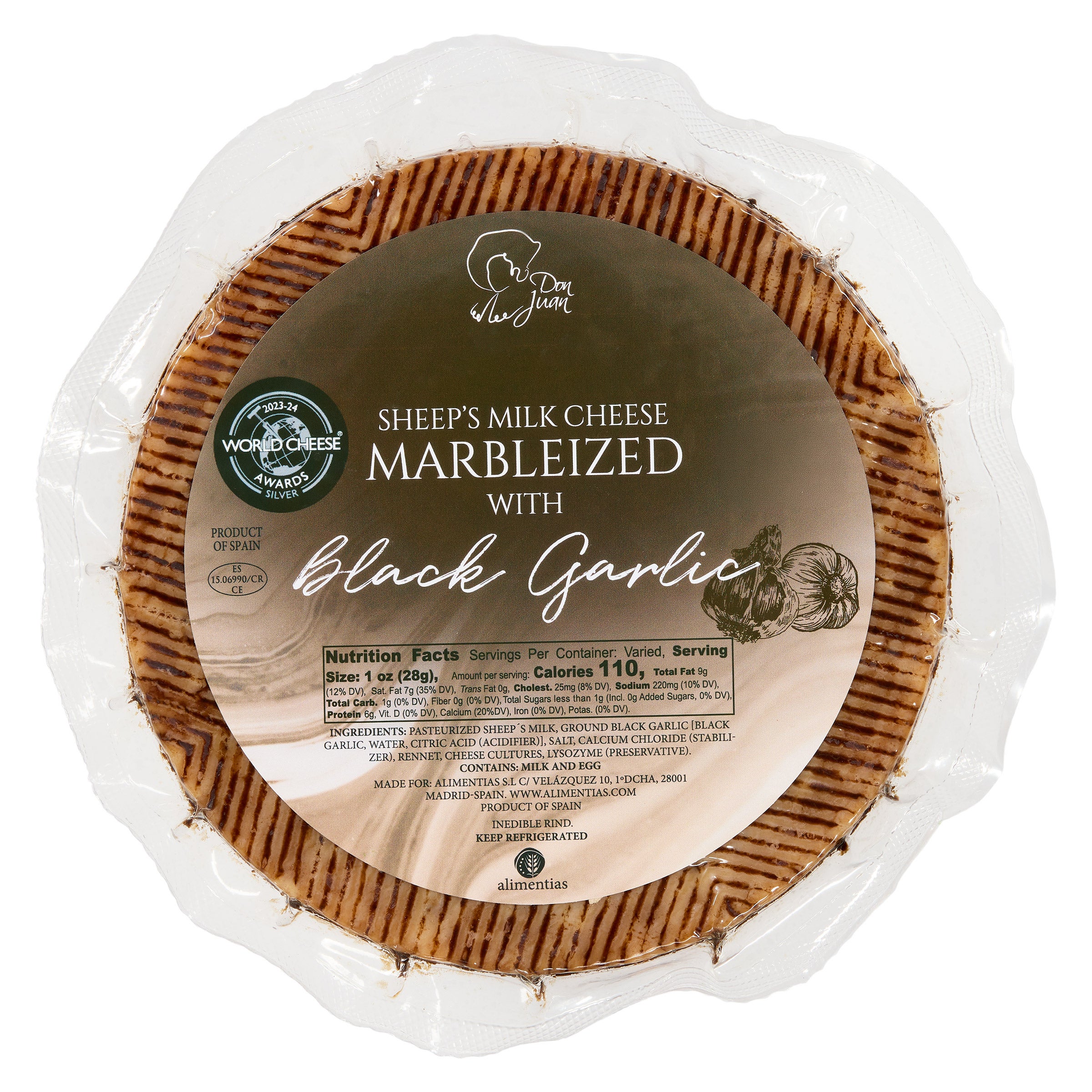 Don Juan Black Garlic Sheep’s Milk Cheese, Full Wheel, Approximately 7 lbs.