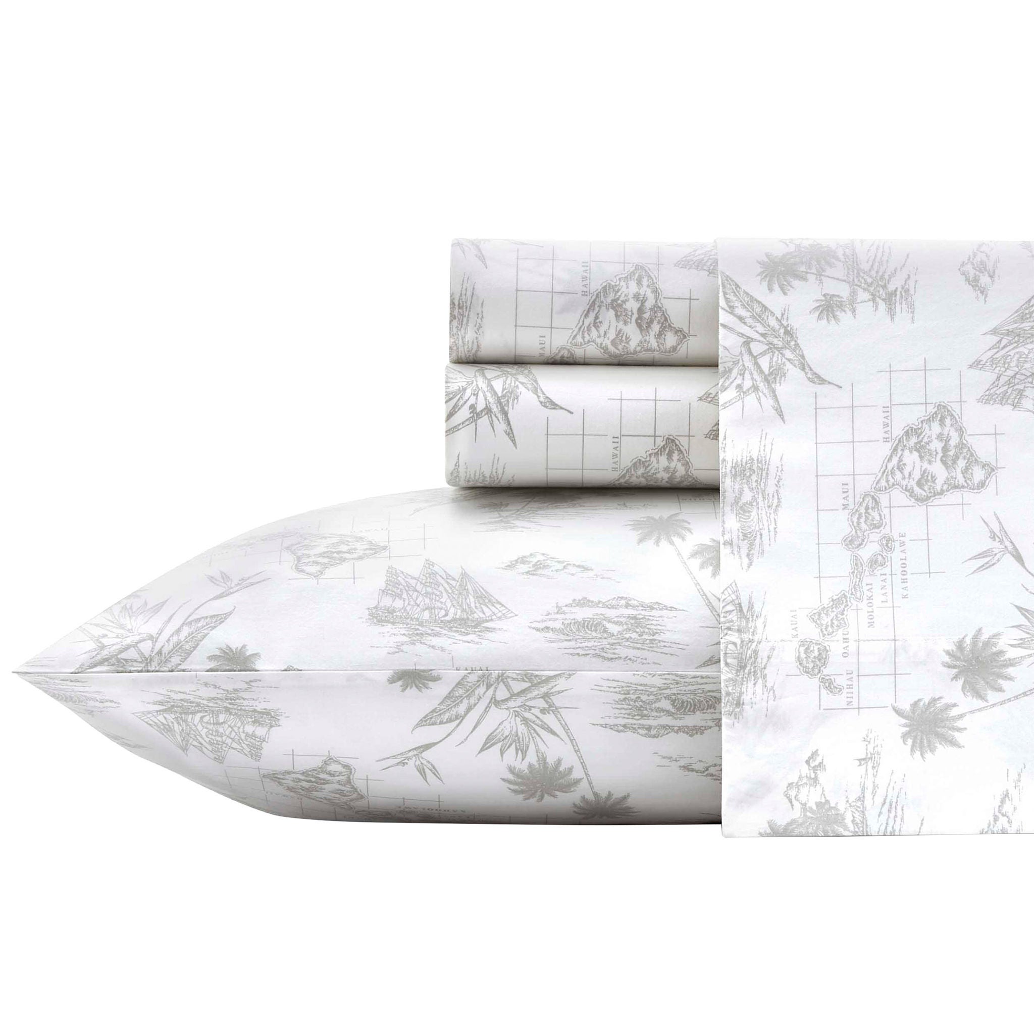 Tommy Bahama Vintage Map Cotton Gray Sheet Set