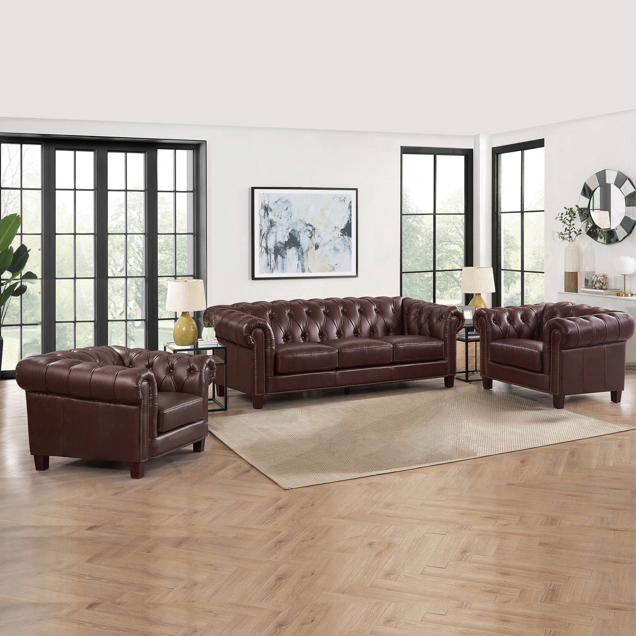 Baldwin Top Grain Leather Sofa Collection, Brown