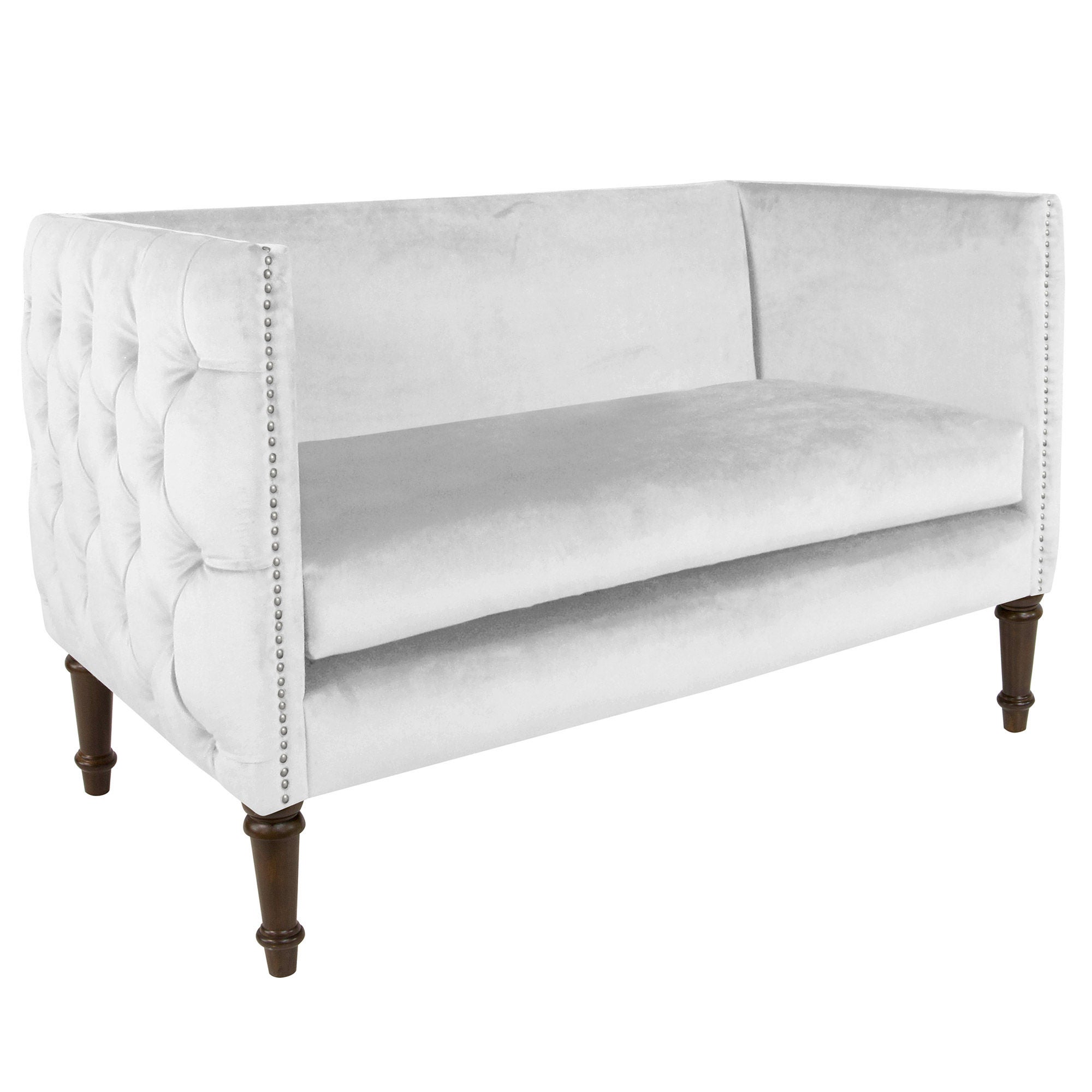 Addison Tufted Nail Button Settee in Snow