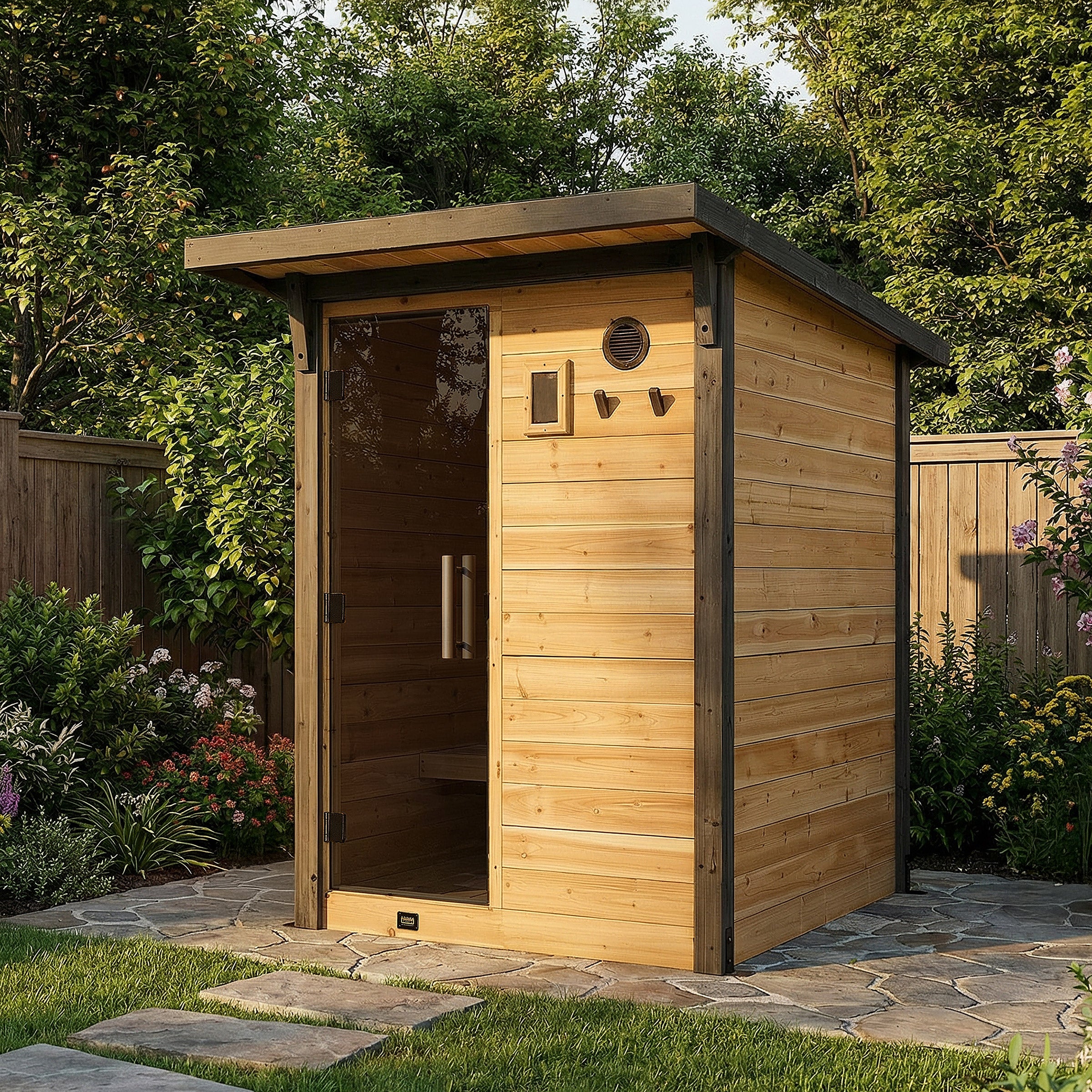 Backyard Discovery Bennett 2-4 Person Outdoor Sauna with Remote Wi-Fi Heating