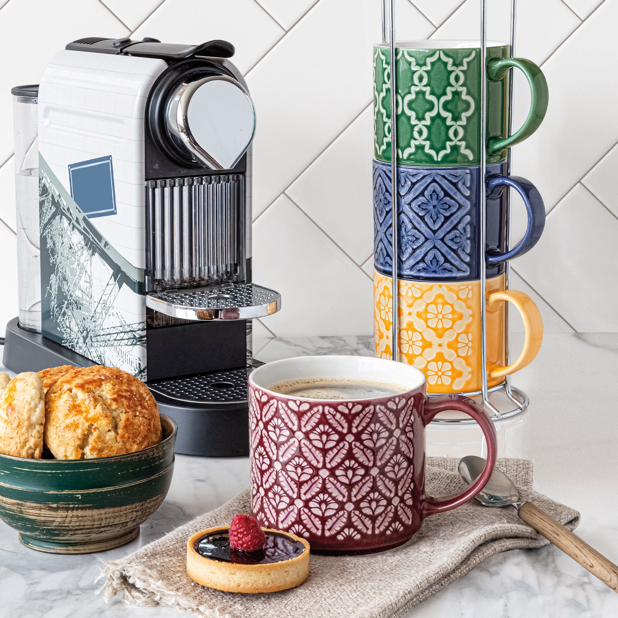 Overandback Stacking Mugs with Rack Set