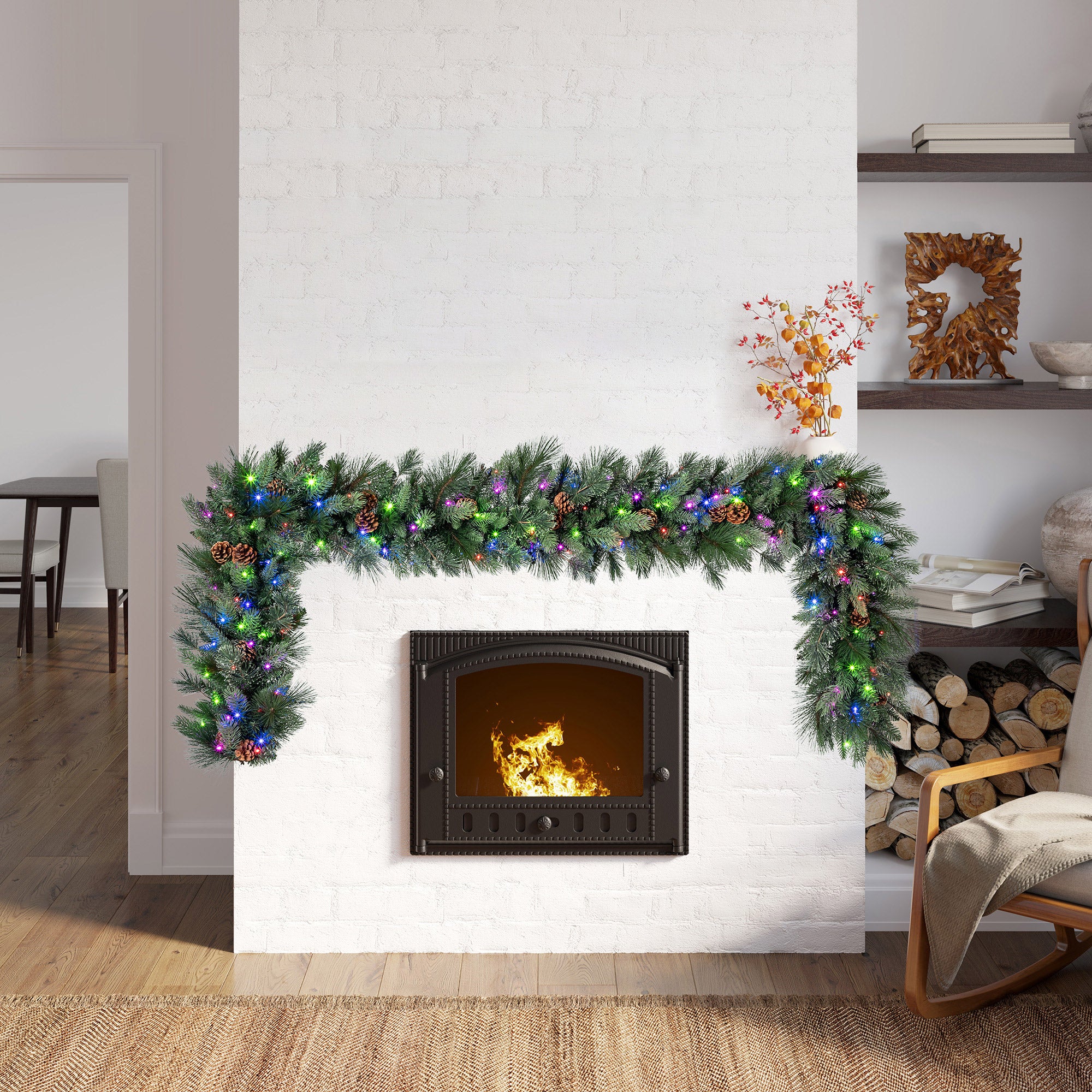 9' Pre-Lit Radiant Micro LED with Twinkle Artificial Greenery Garland