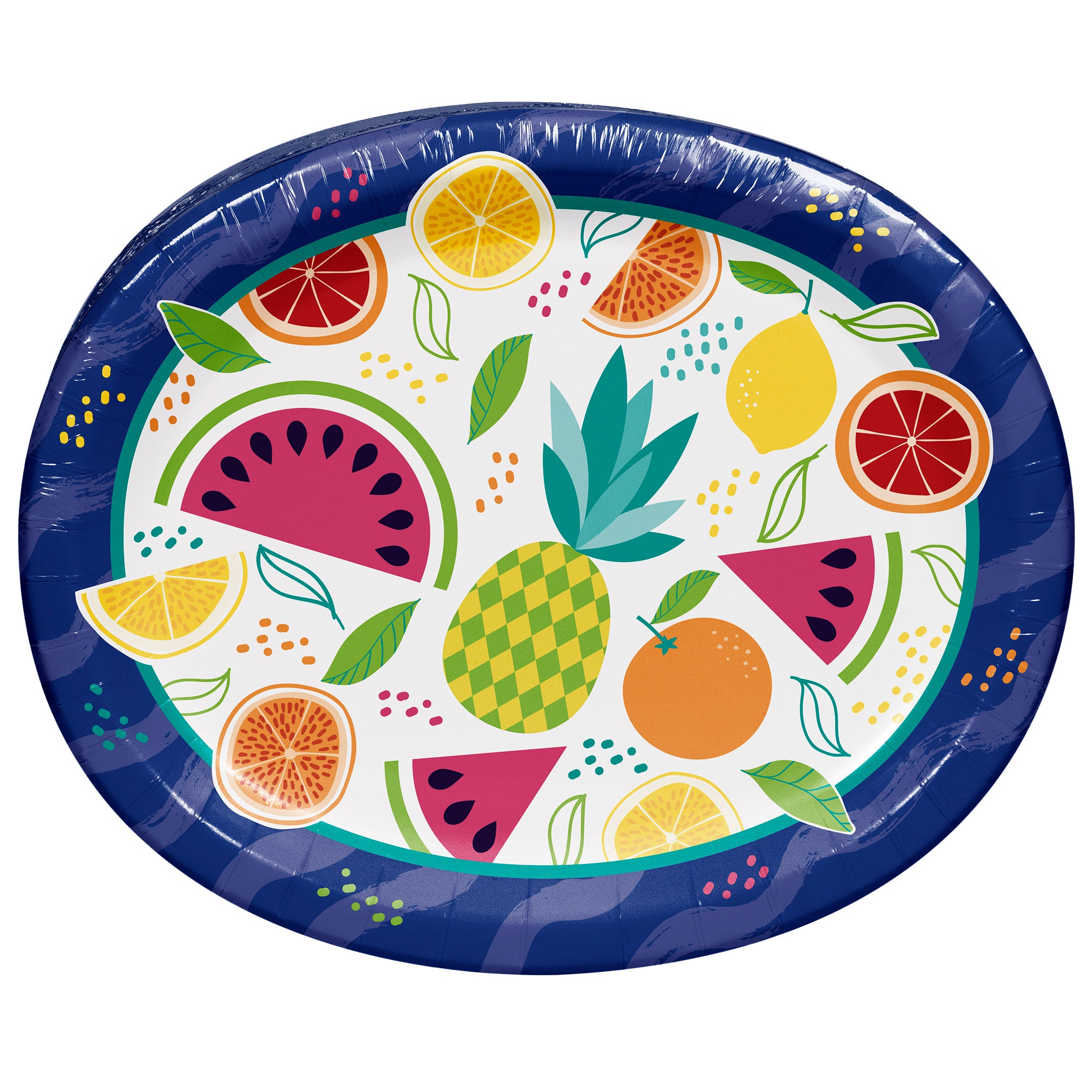 Artstyle Oval Paper Plate & Napkin Bundle, Cool Fruit, 200-count