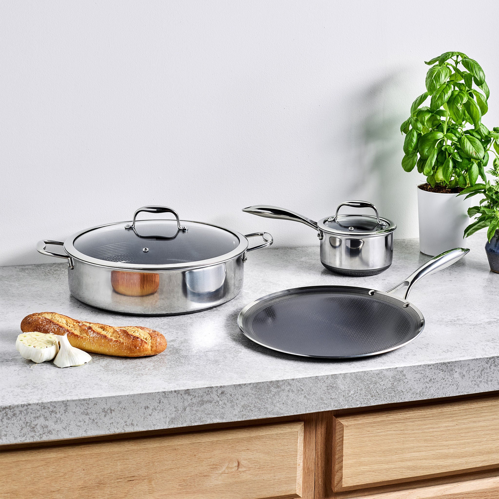 Hexclad 5-piece Hybrid Cookware Set