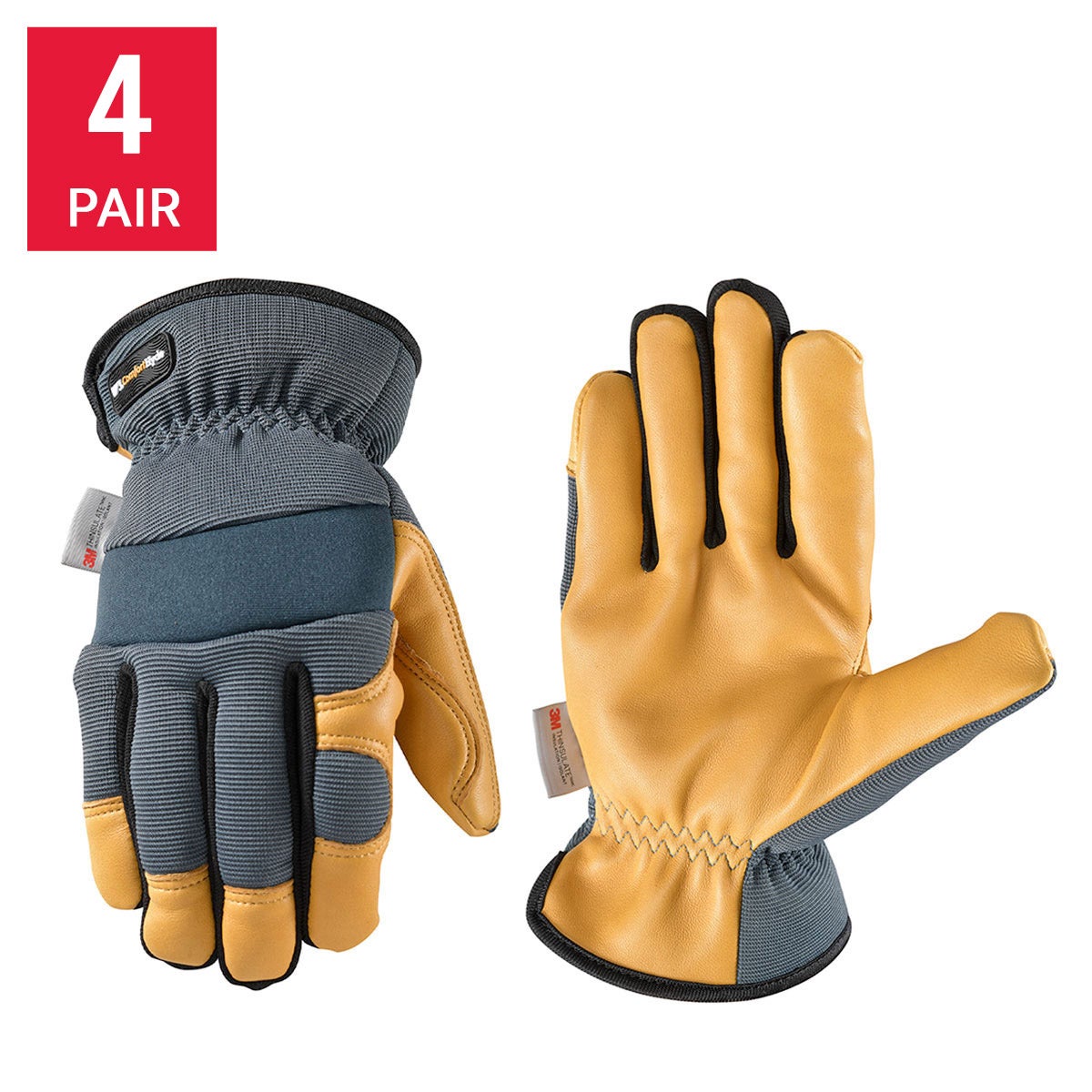 Wells Lamont Men's Leather Gloves, 4-pair
