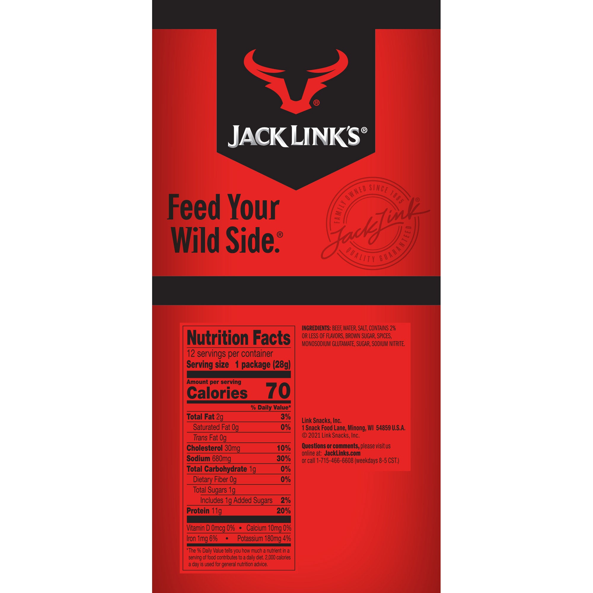 Jack Link's Beef Steak Stick, Original, 1 oz, 12-count