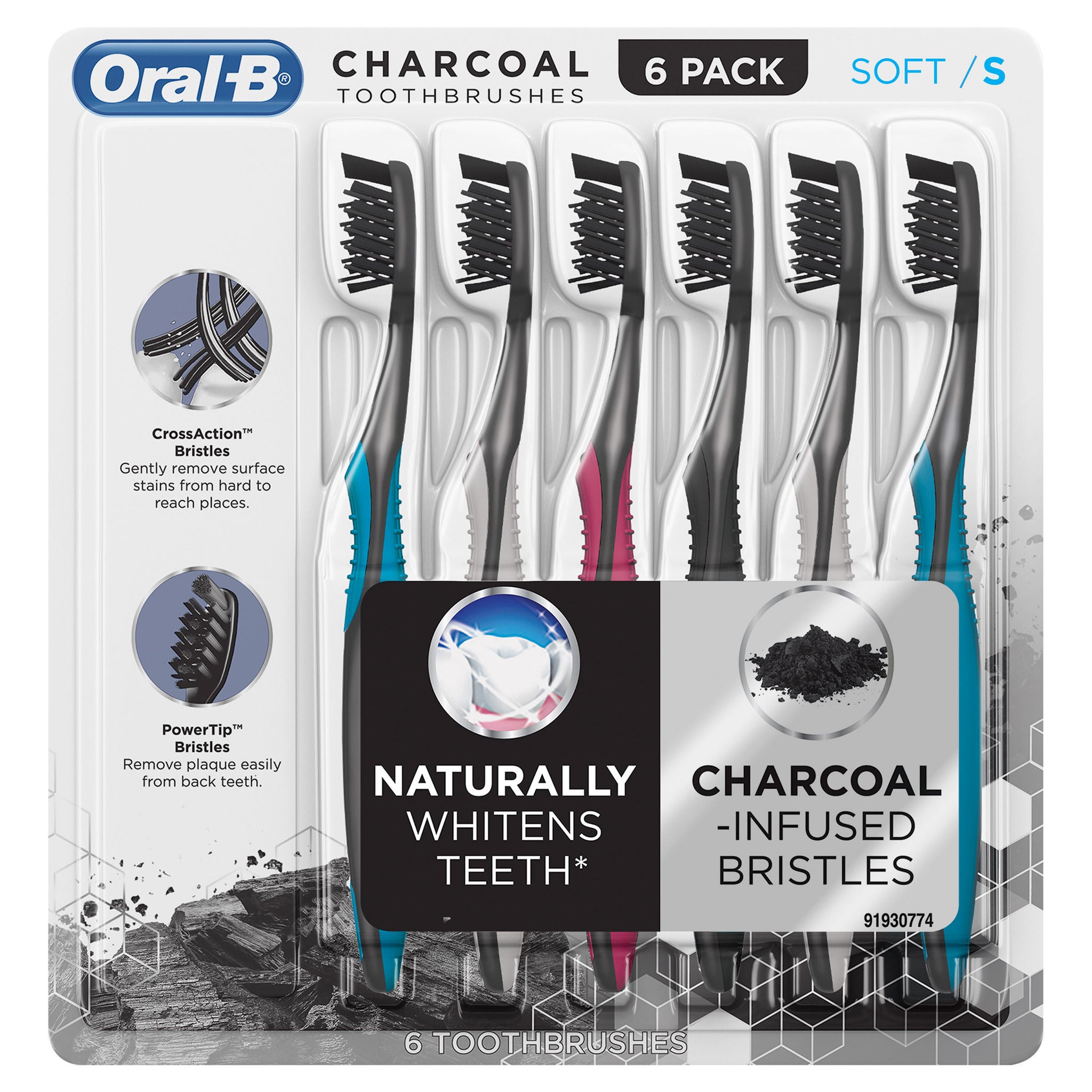 Oral-B Charcoal Toothbrush, 6-pack