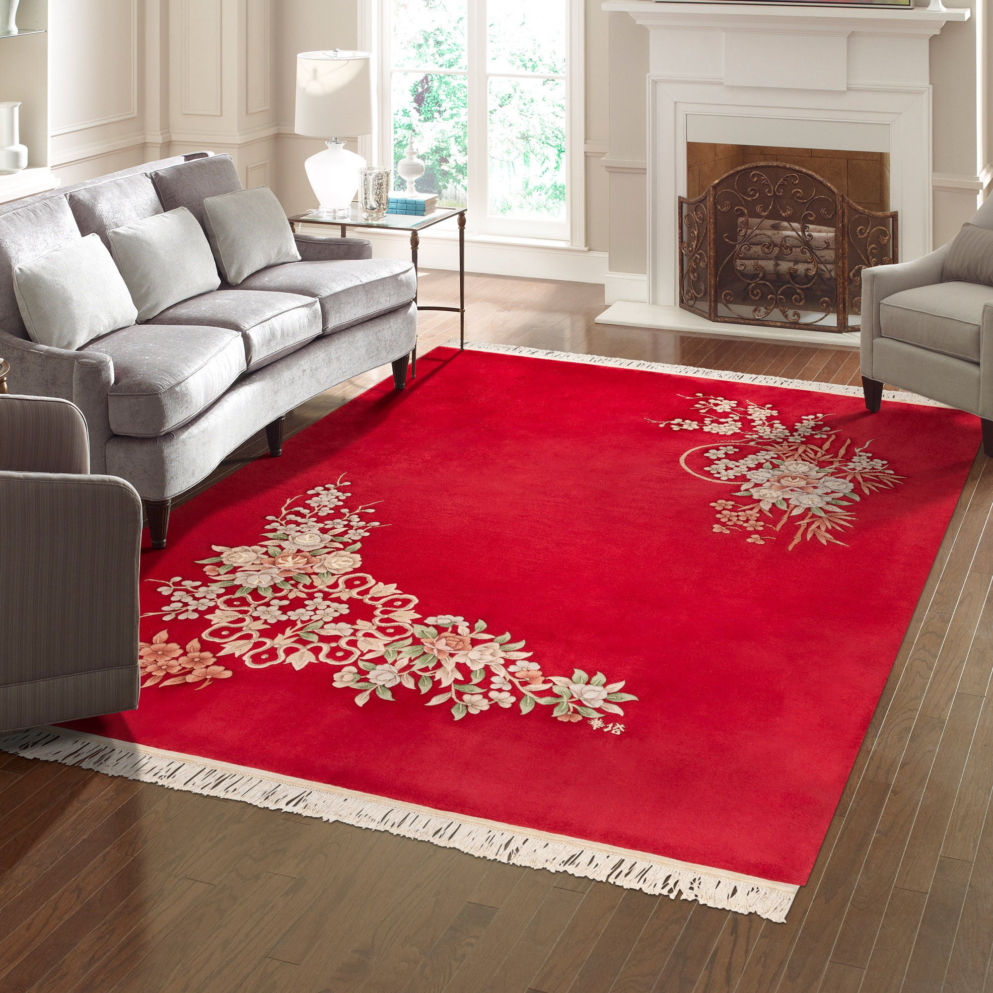 Pagoda Hand Knotted Rug Collection, Jasmin, Red