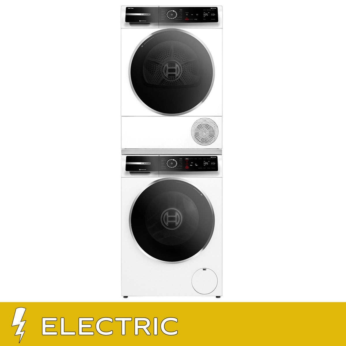 Bosch 500 Series 2.4 cu. ft. Compact Washer and 500 Series 4.0 cu. ft. Compact Heat Pump Dryer with Stacking Kit