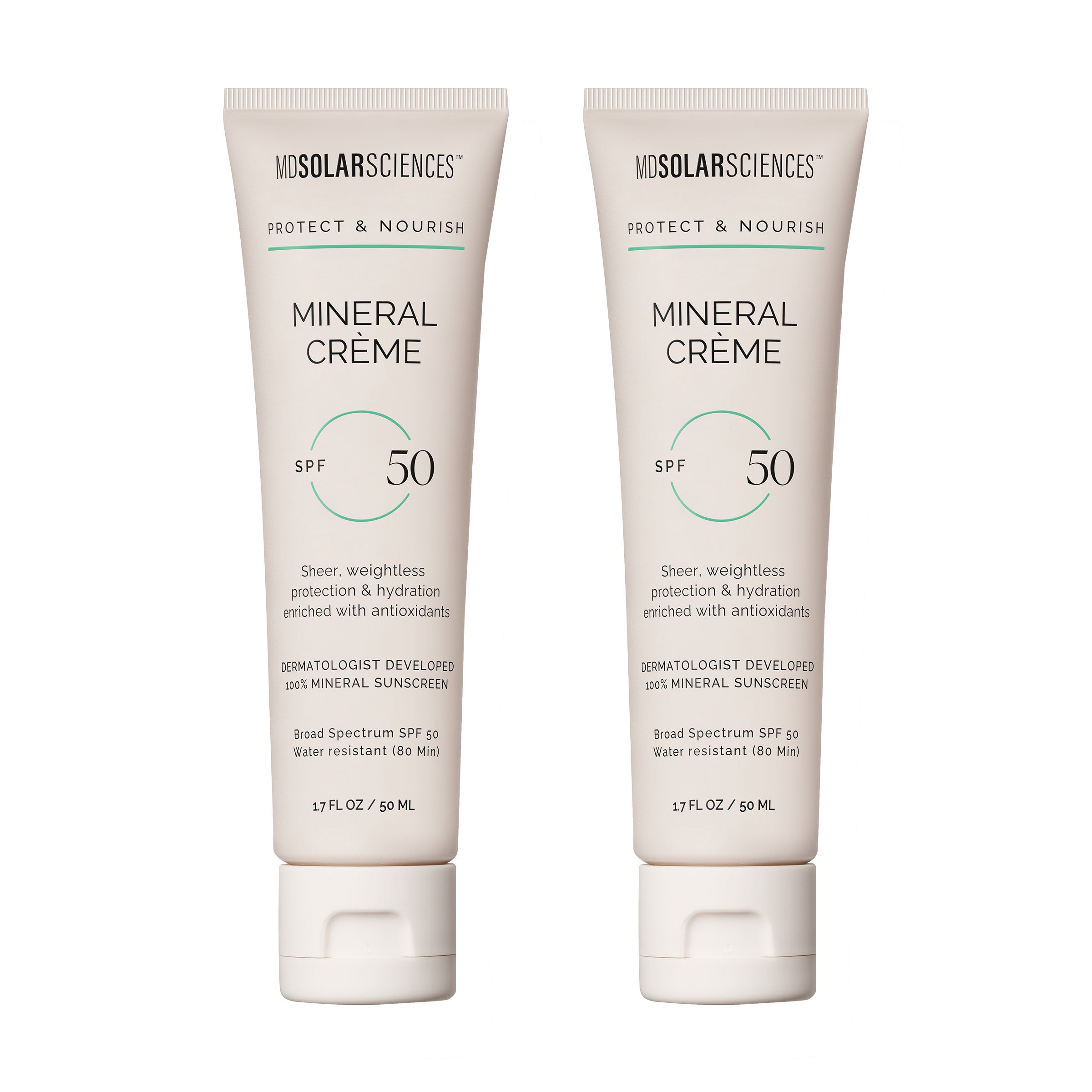 MDSOLARSCIENCES Mineral Crème SPF 50, 1.7 fl oz, 2-pack
