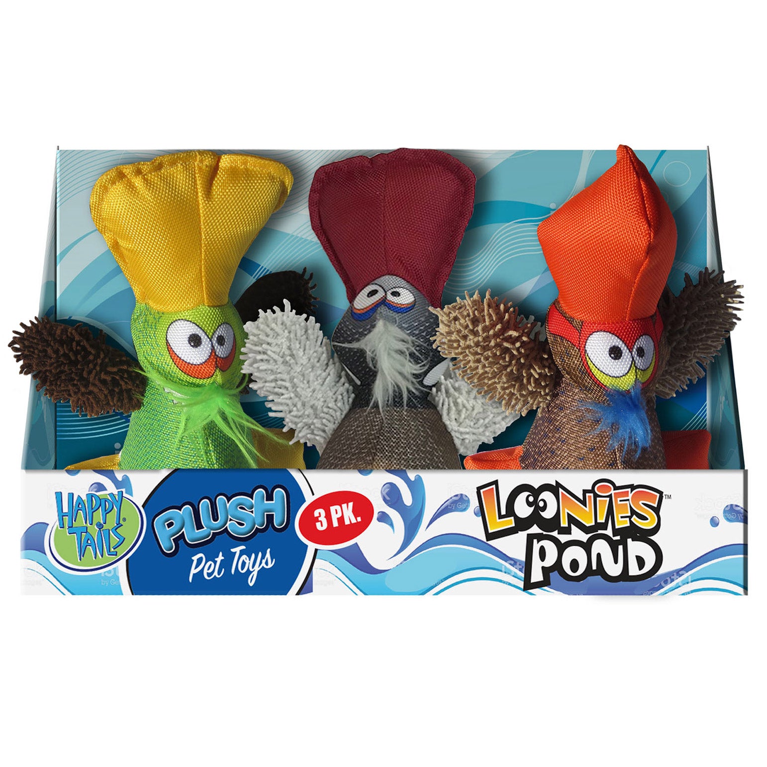 Happy Tails Loonies Pond Plush Dog Toys, 3-count
