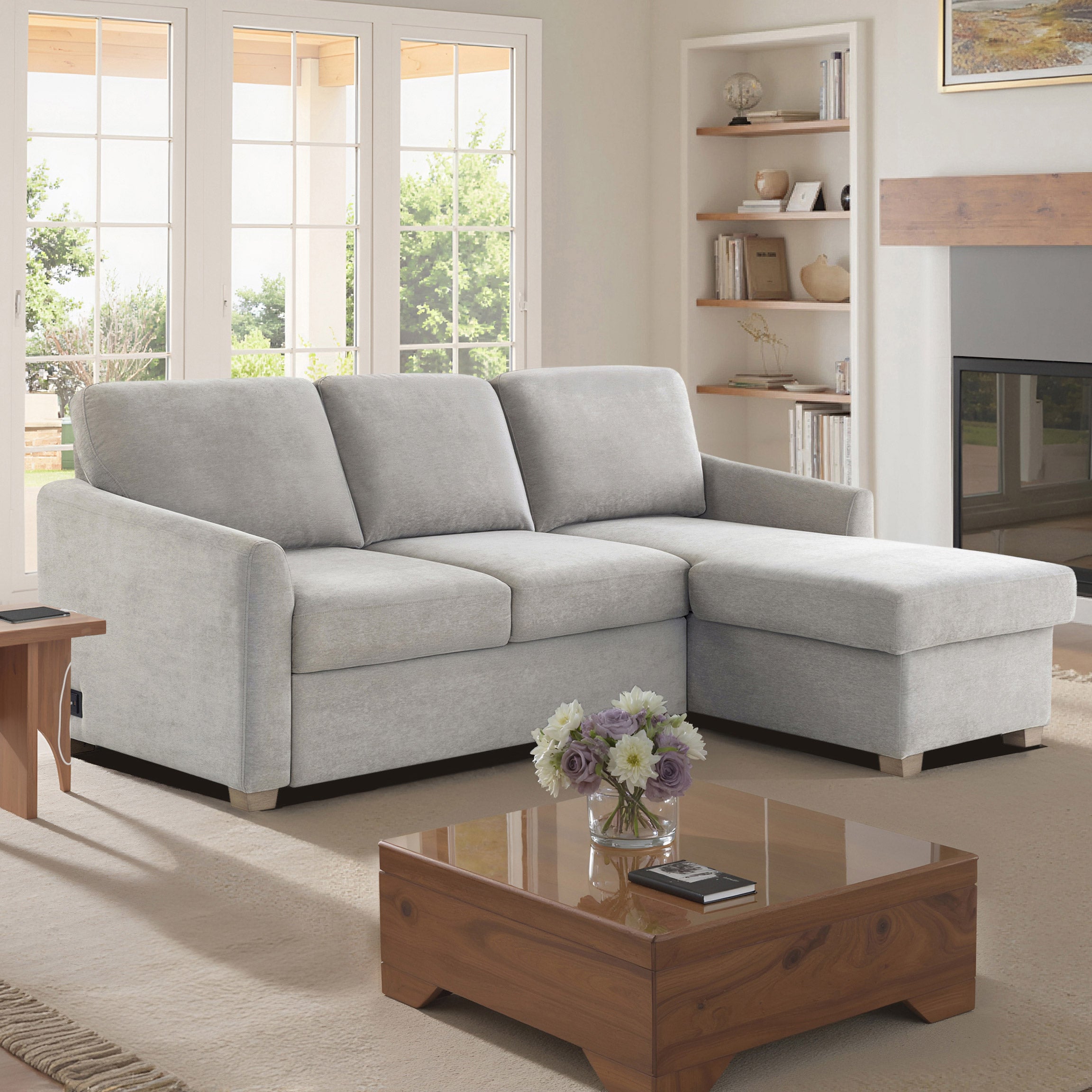 Coddle Cameron Convertible Sofa with Reversible Chaise and Storage, Taupe
