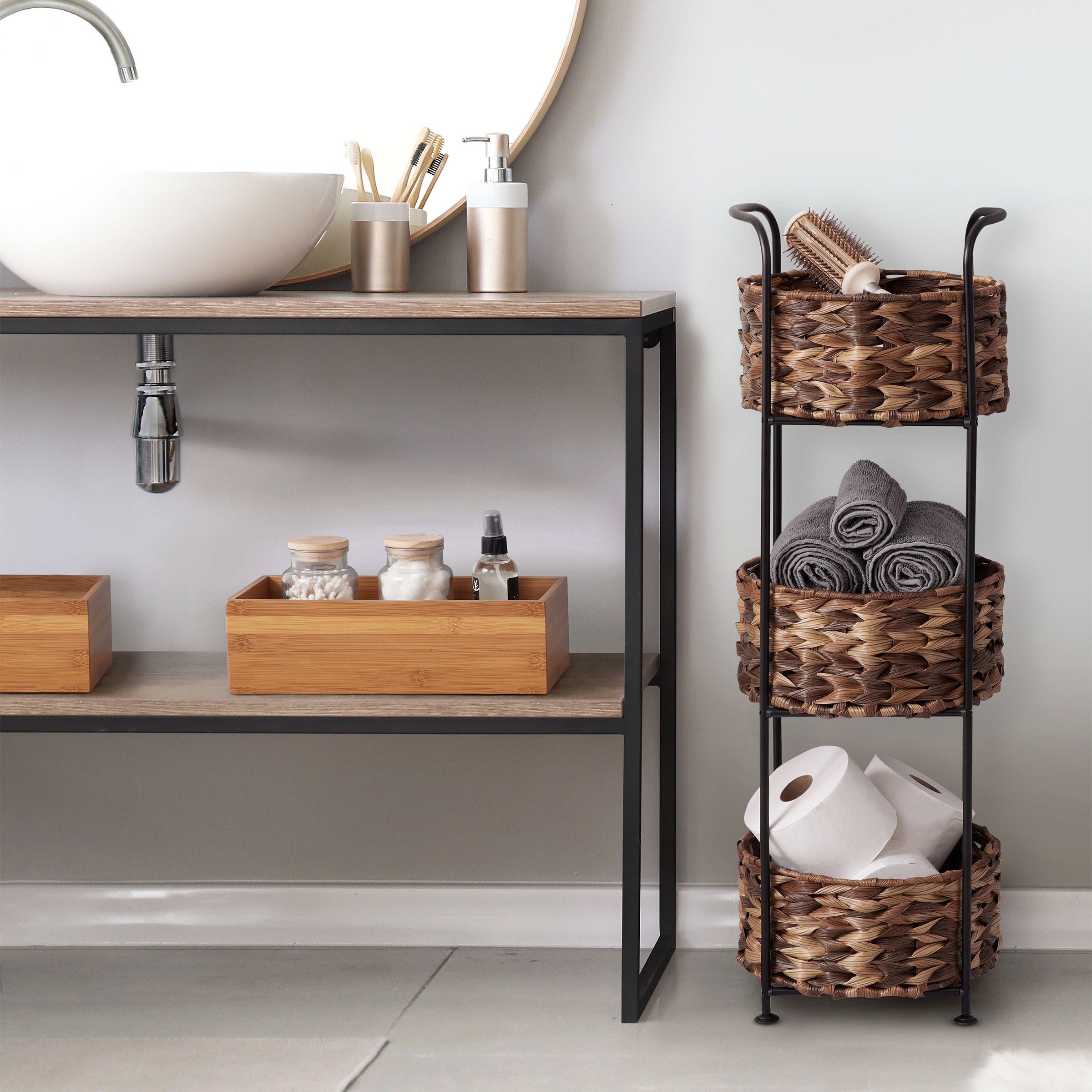 Seville Classics 3-Tier Storage Basket Tower