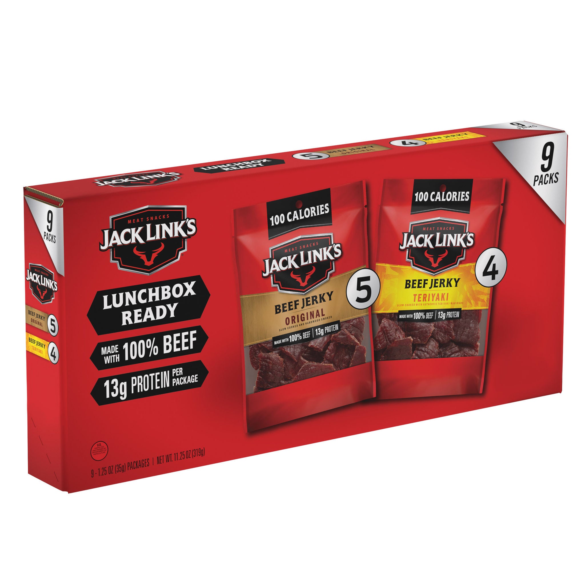 Jack Link's Beef Jerky, Variety Pack, 1.25 oz, 9-count