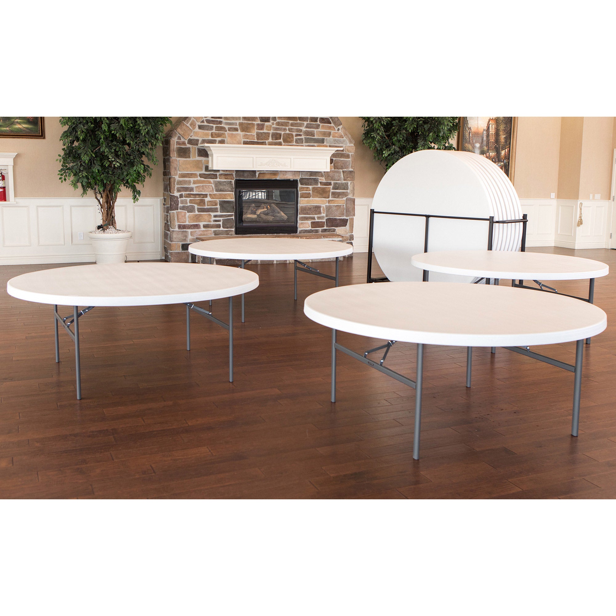 Lifetime 72" Round Table, with Cart, 12-pack