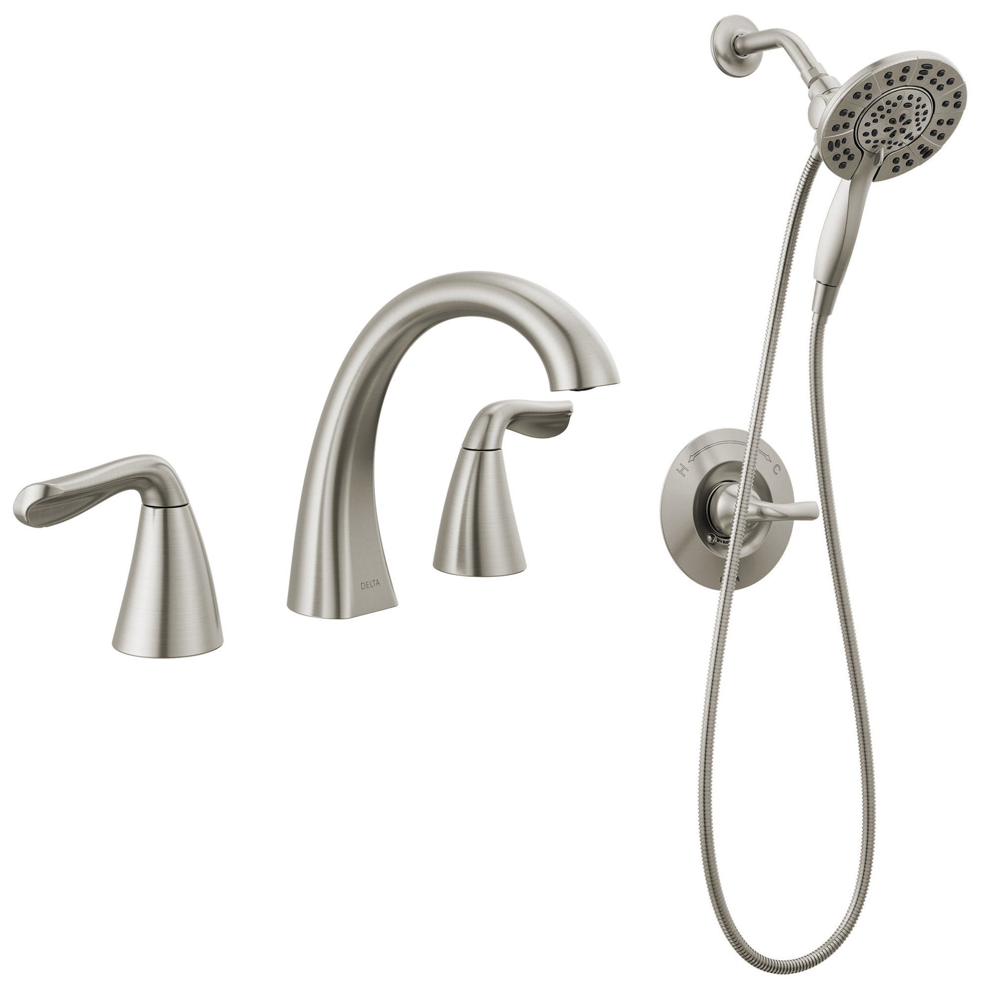 Delta Arvo Widespread Faucet with Shower Trim & In2ition Showerhead