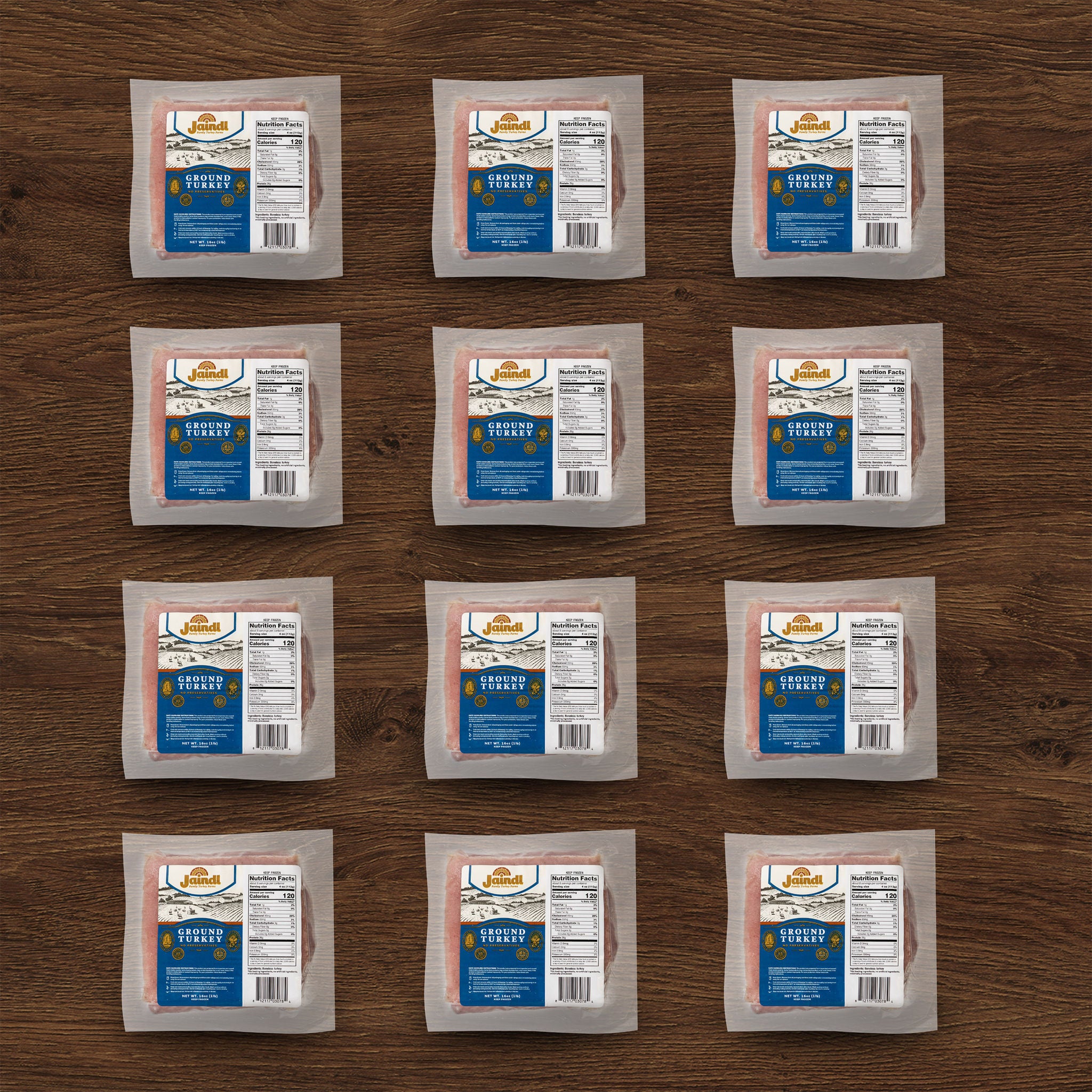 Jaindl Premium Ground Turkey 12 Pack - 1 lb each, 12 lbs. Total