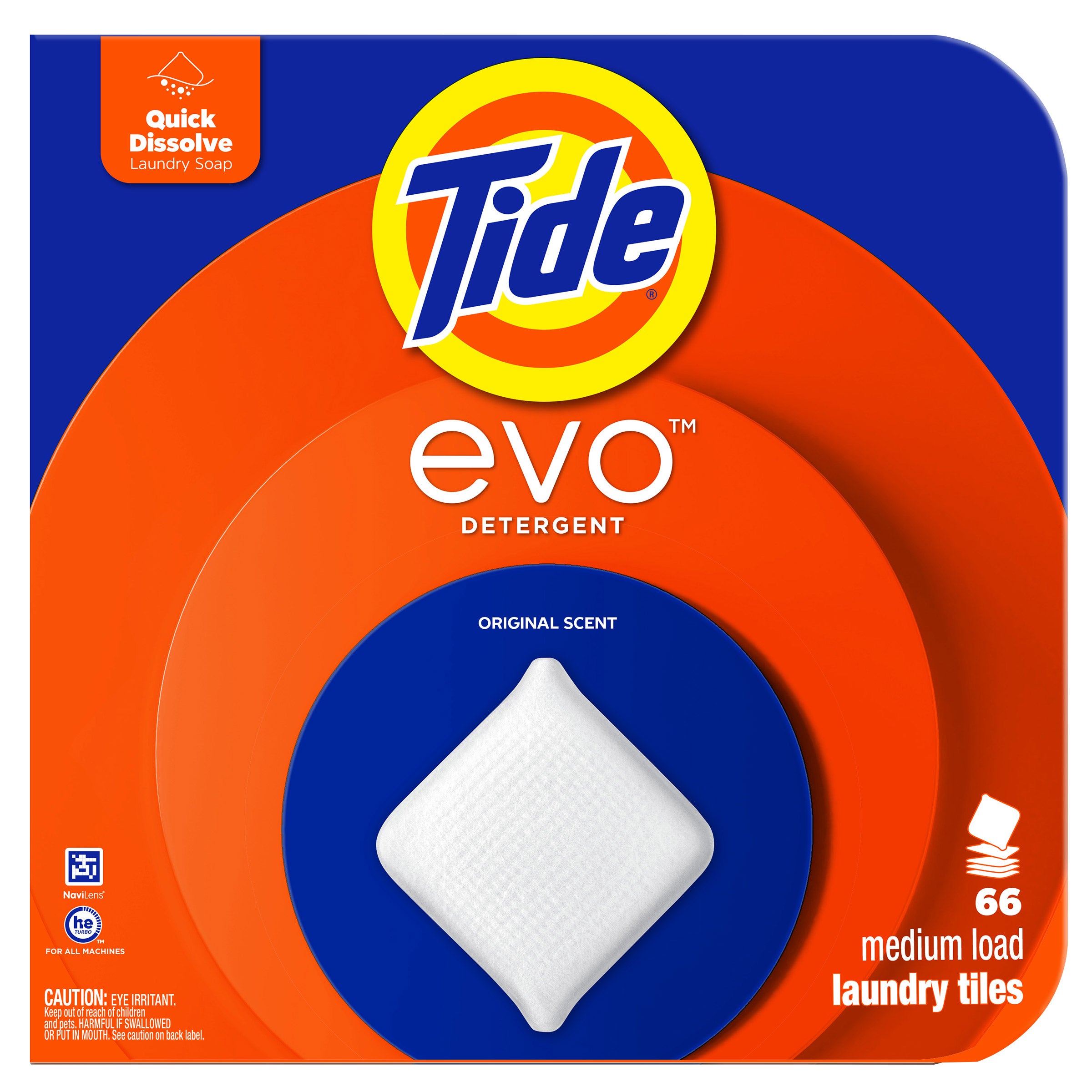 Tide Evo Laundry Detergent Tiles, Original, 66-count