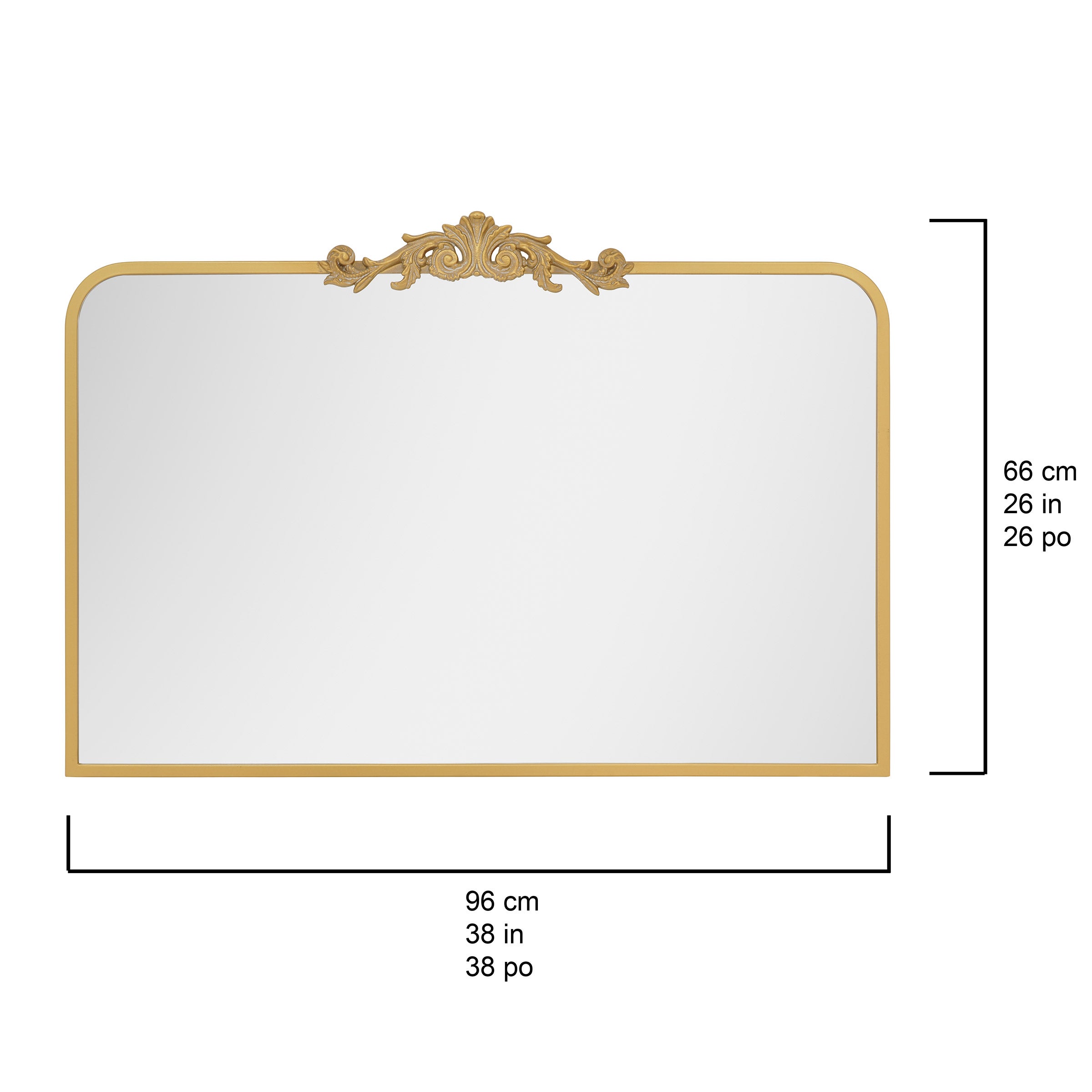 Antique Gold 26” Scroll Wall Mirror