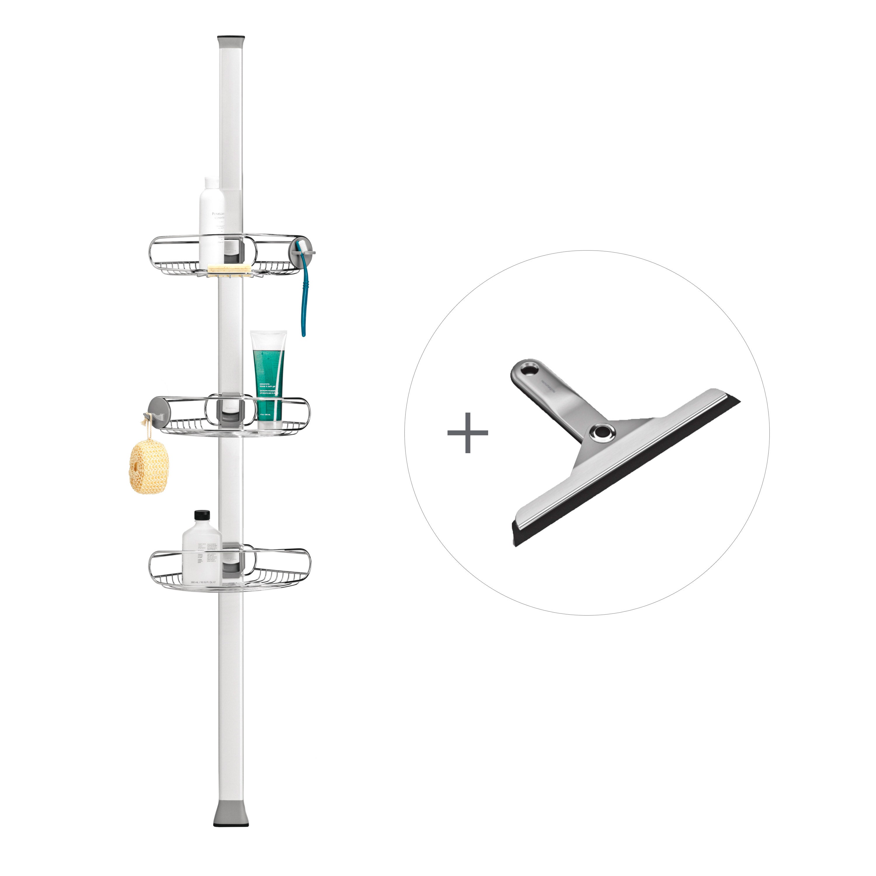 Simplehuman 8’ Tension Shower Caddy and Foldaway Squeegee