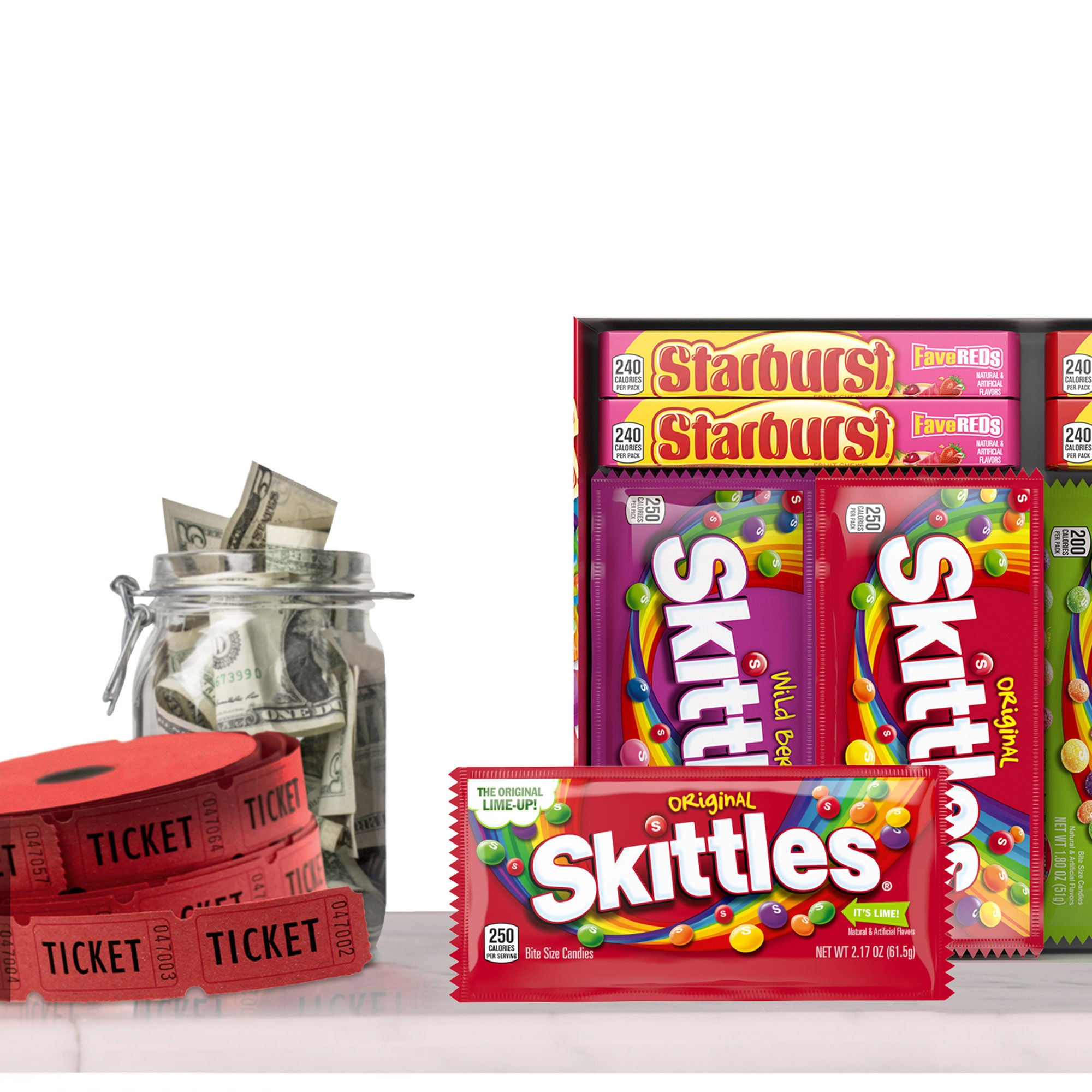 Skittles and Starburst Chewy Candy, Variety Pack, Full Size, 30-count