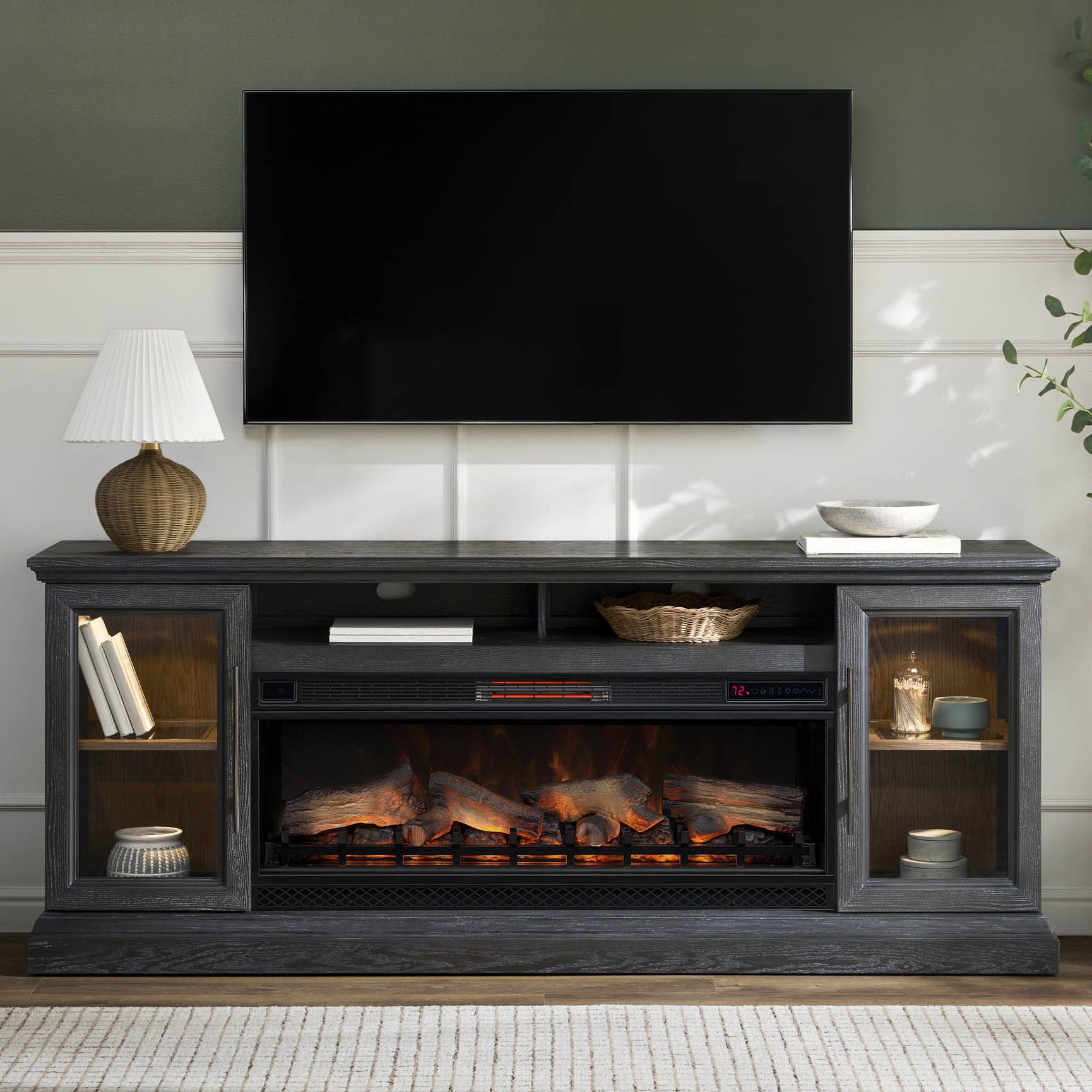 Tresanti Theodore 74” Console with ClassicFlame Electric Fireplace