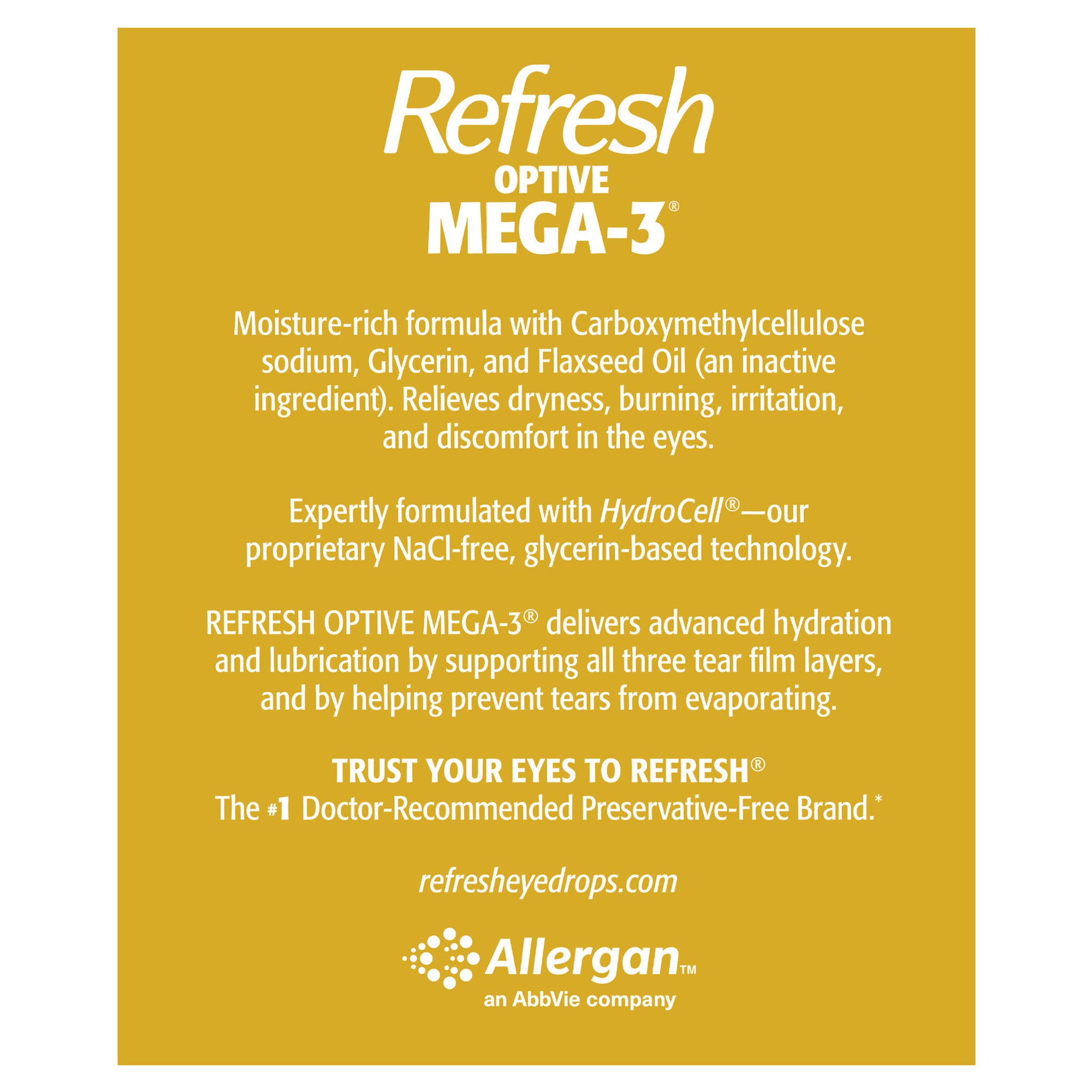 Refresh Optive MEGA-3 Preservative-Free Lubricating Eye Drop, 70 Vials