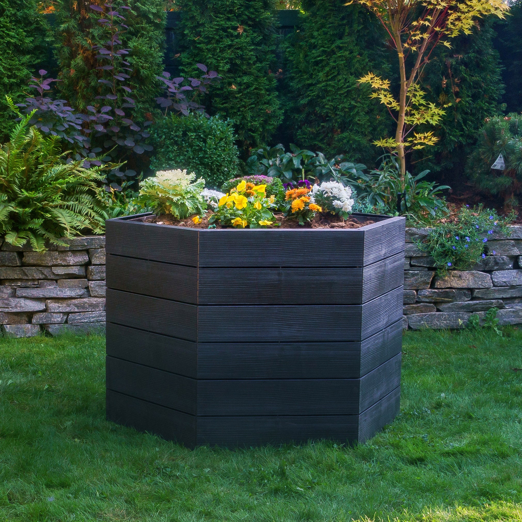 Exaco Triple ERGO Raised Garden Bed & Open Composter Kit