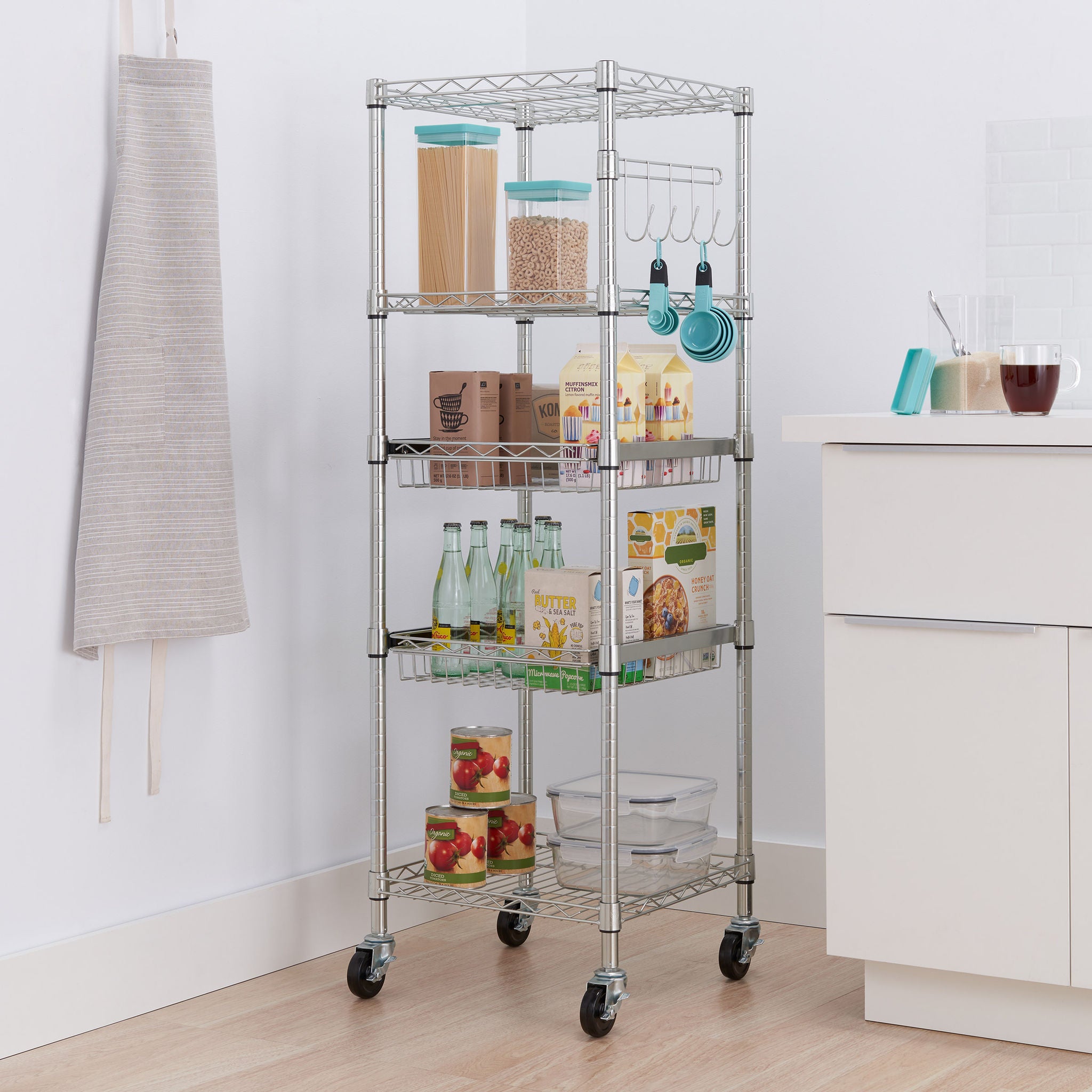 TRINITY EcoStorage 5-Tier NSF Rack w/ Sliding Pull-Out Baskets & Wheels